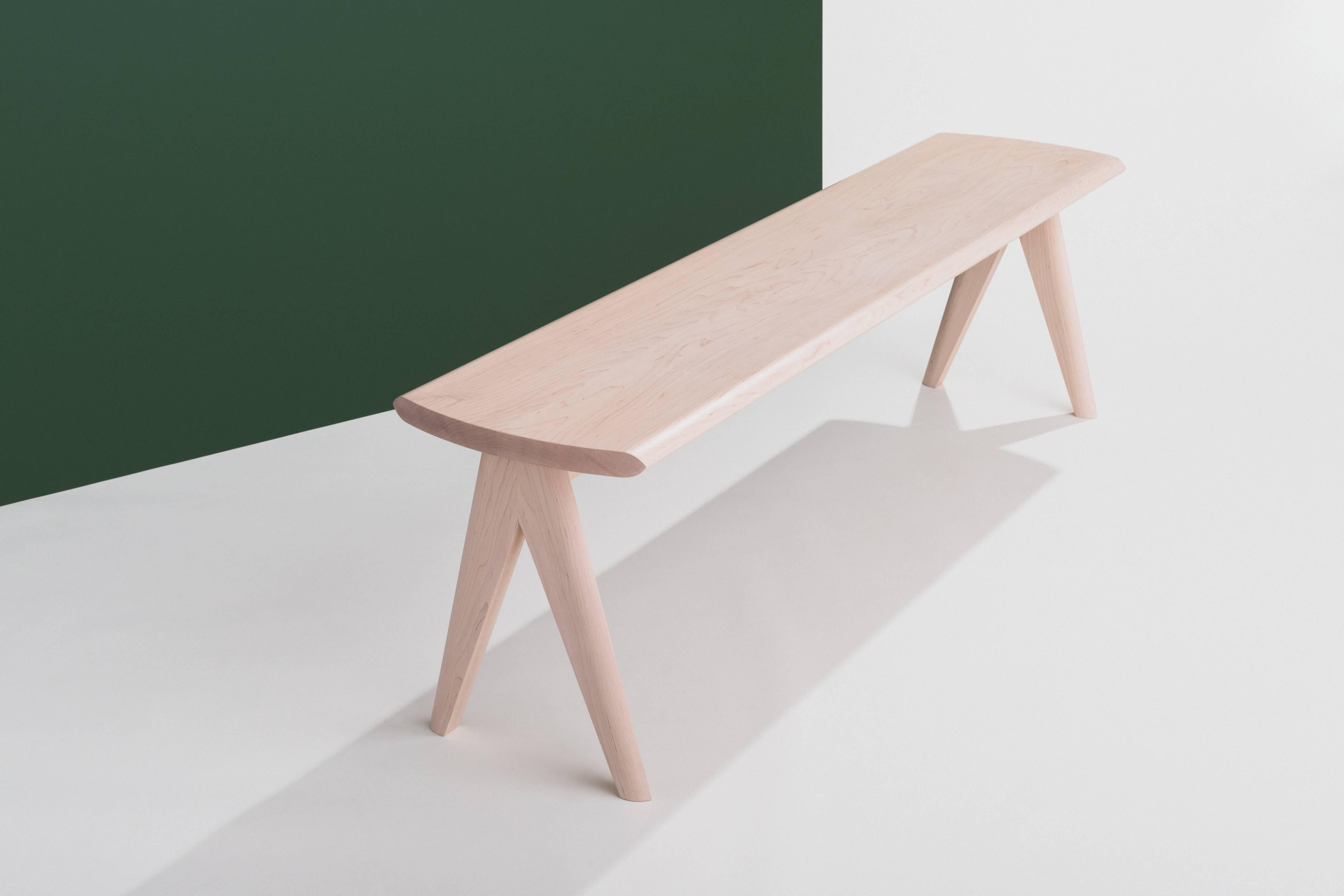American Crest Bench by Tretiak Works, Contemporary Handmade Solid Maple Bench For Sale