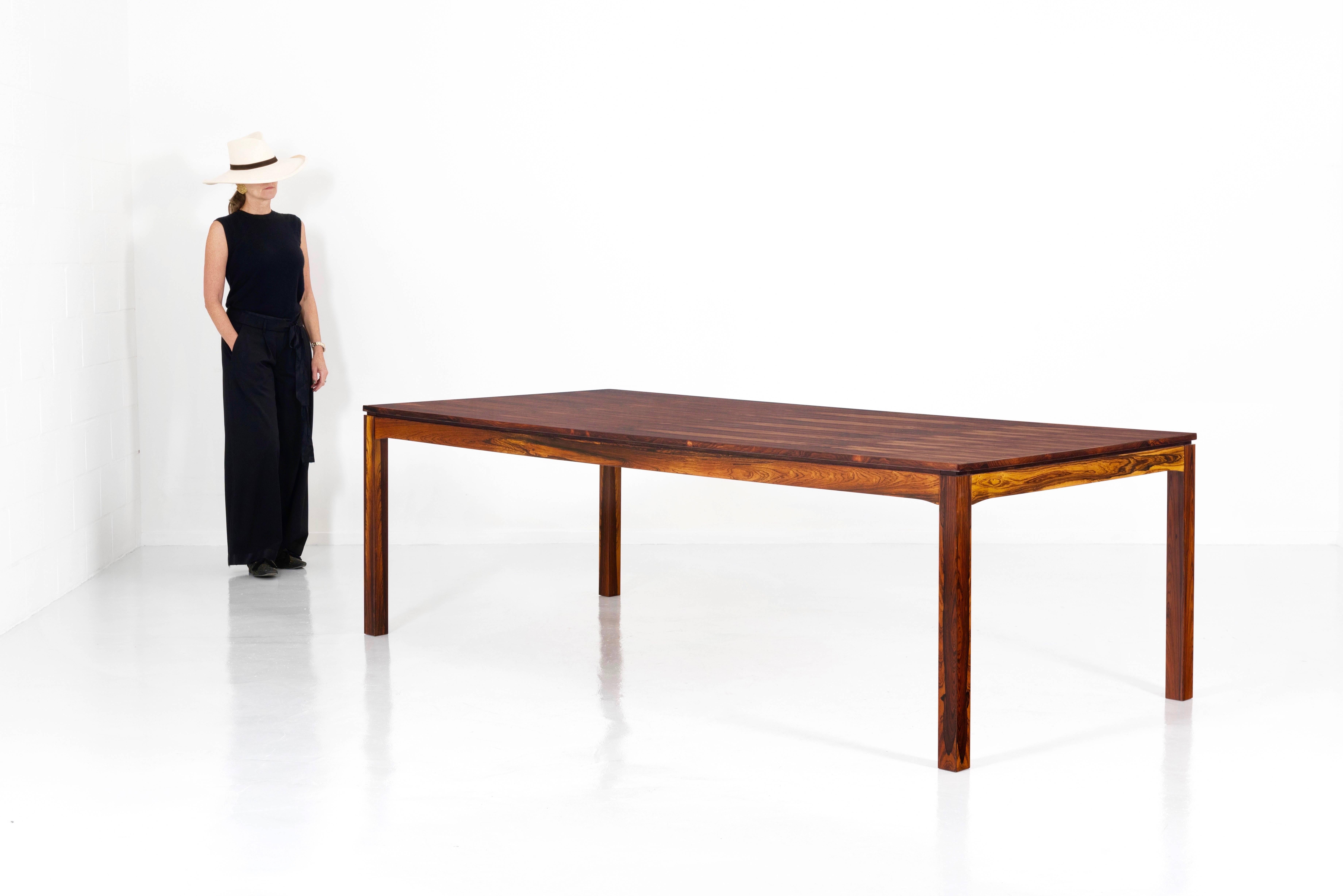 Mid-20th Century Mid-Century Modern Brazilian Dining Table with Spectacular Rosewood Top For Sale