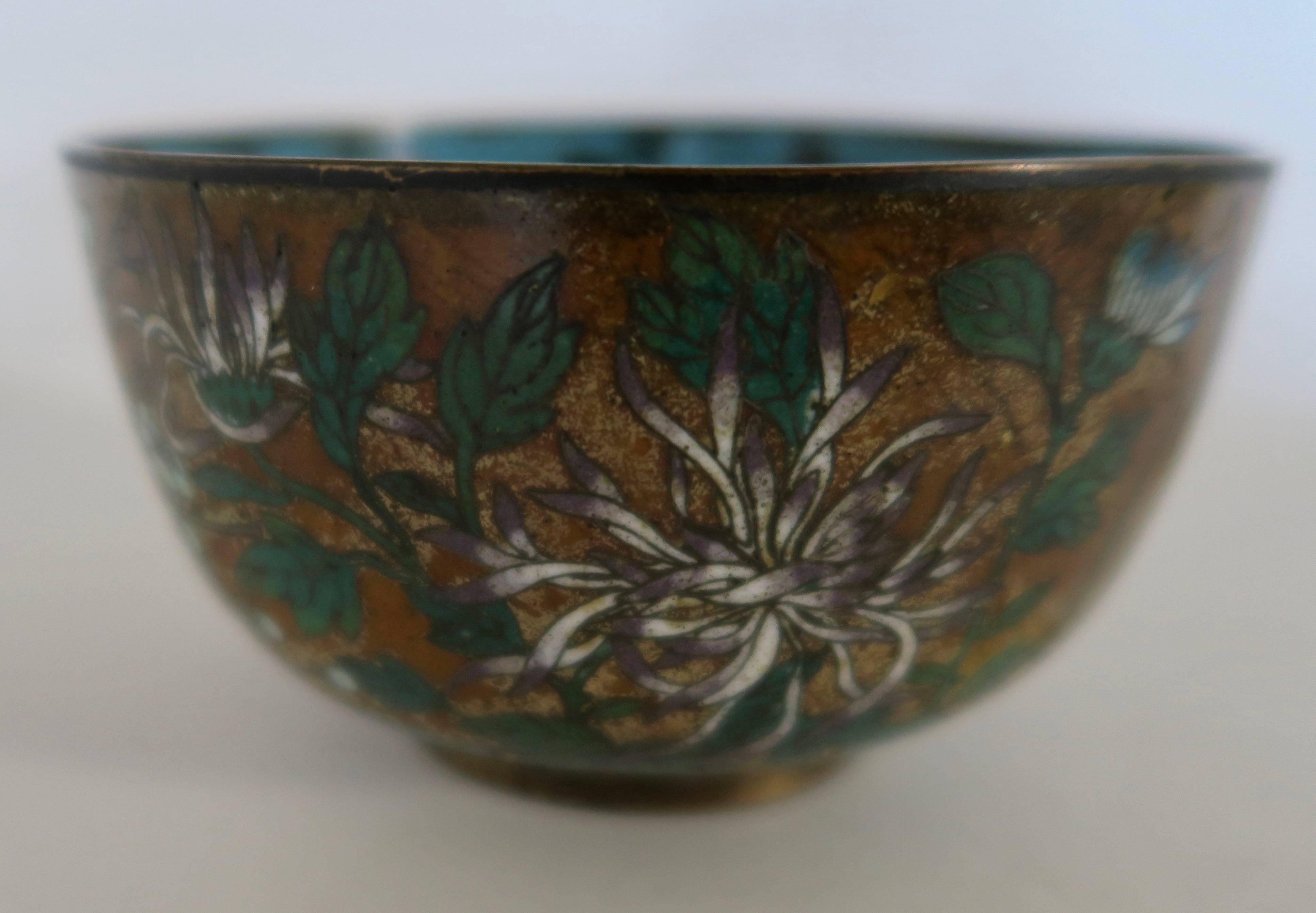 19th Century 19th Chinese Black - Red Fishes Cloisonné Bowl For Sale