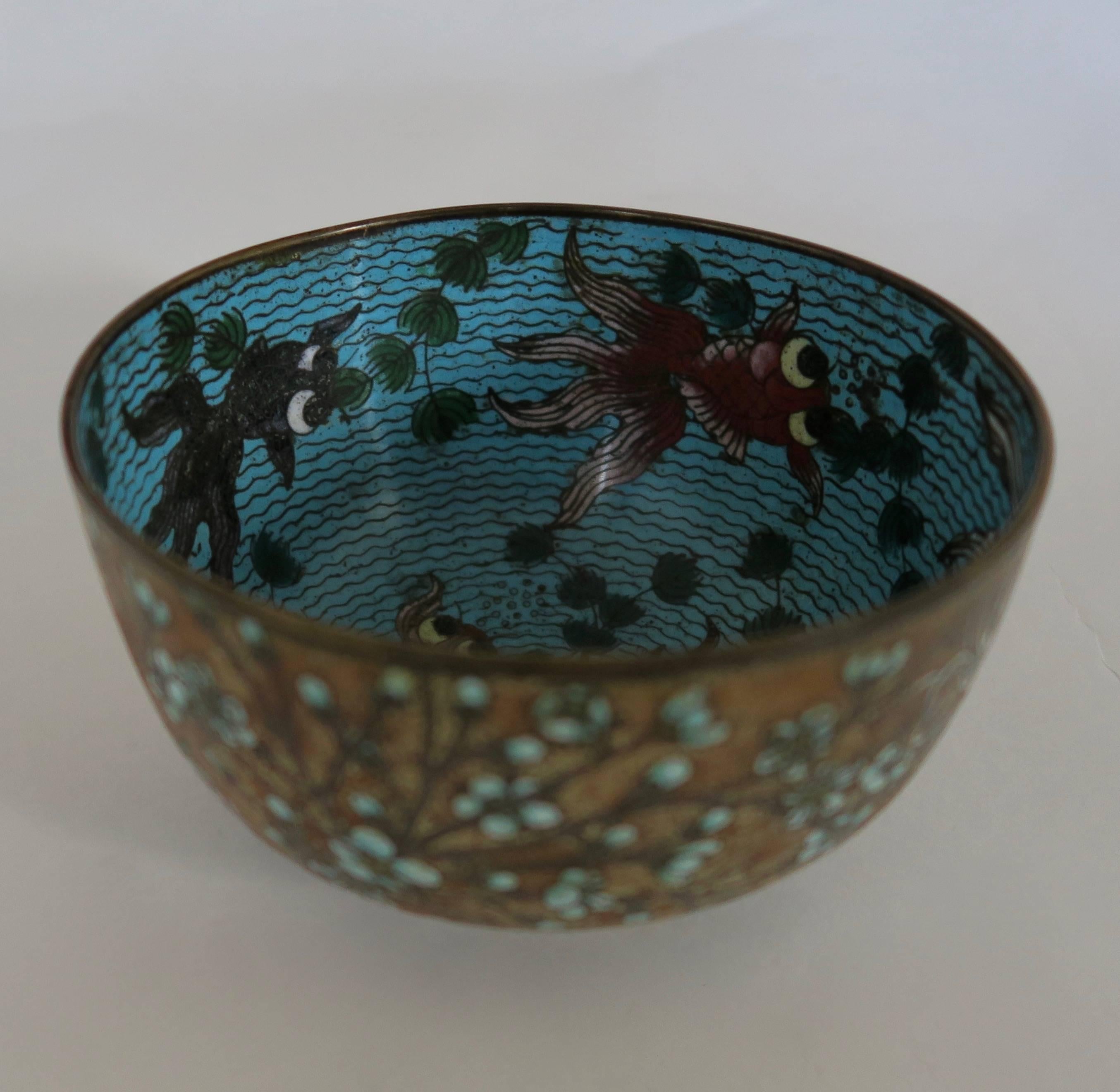 
Precious 19th Century bronze cloisonné bowl
Refined
Beautiful decor and colors
Great blue inside
Red and black fishes decor inside
Provenance: Arts d'Autrefois Porcelaine de la Chine XVII et XVIII ème siècles, Paris (Rue du Bac)
Dimensions: 11,5 cm