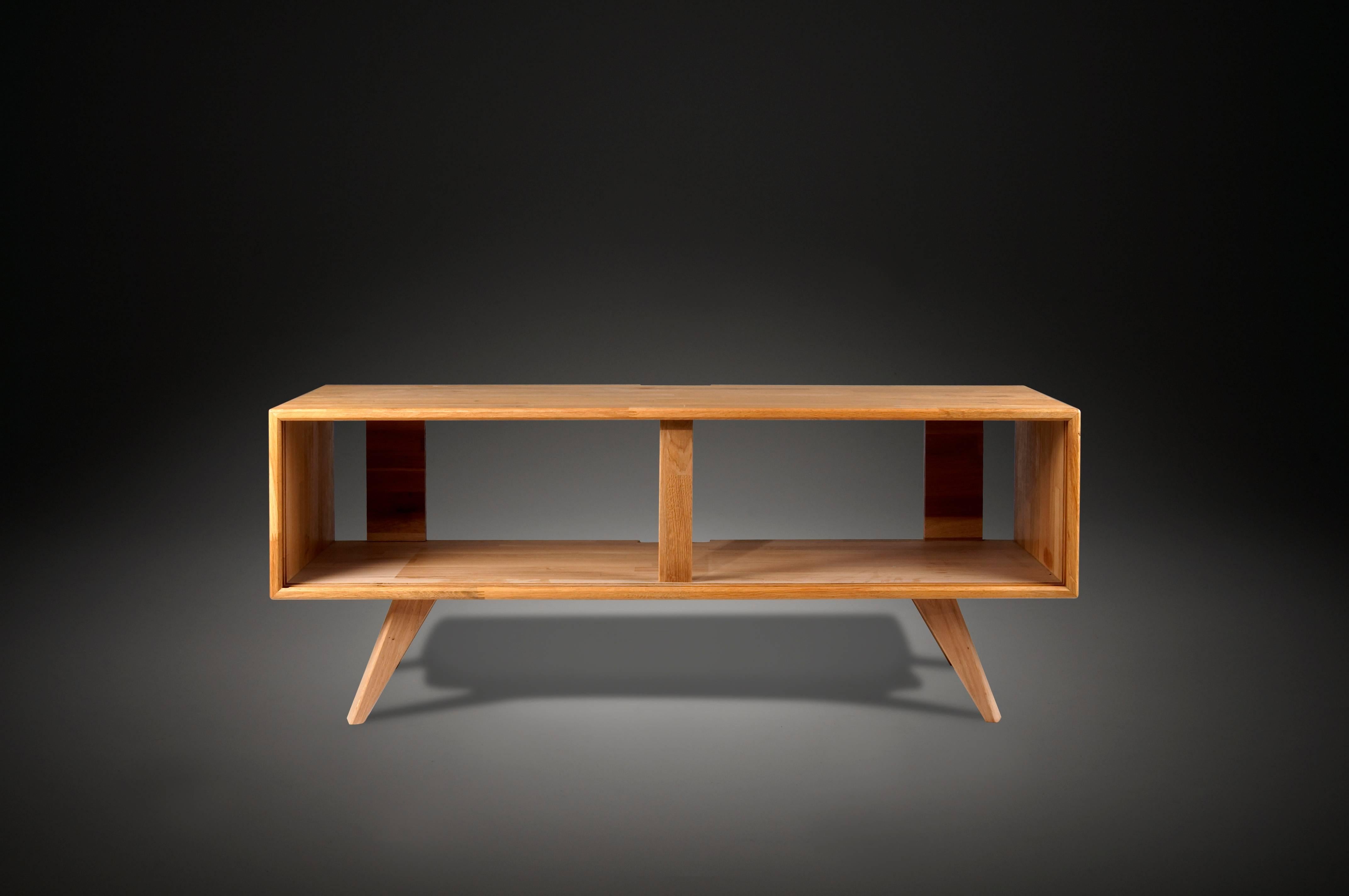 Hand-Crafted Contemporary Media Console or Credenza in Oak by Julien Ebeniste Bordeaux For Sale