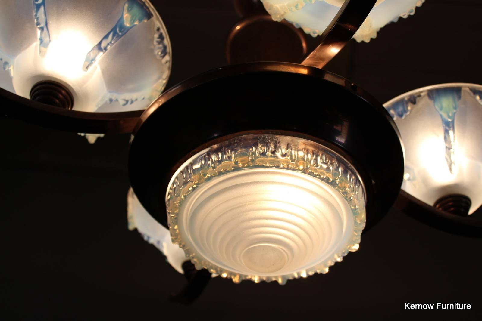 Copper French Deco Ezan Chandelier For Sale