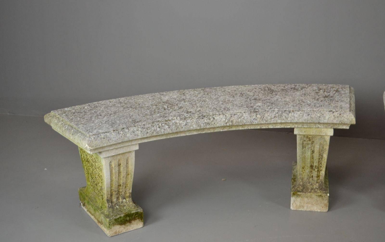 Victorian Pair of Cast Stone Garden Benches For Sale
