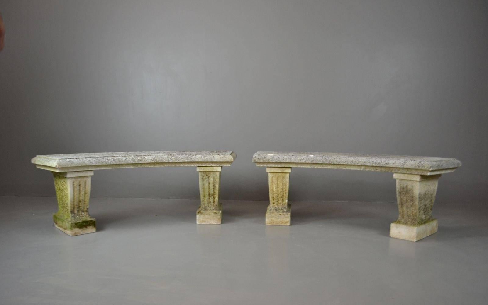 Pair of Cast Stone Garden Benches For Sale 4