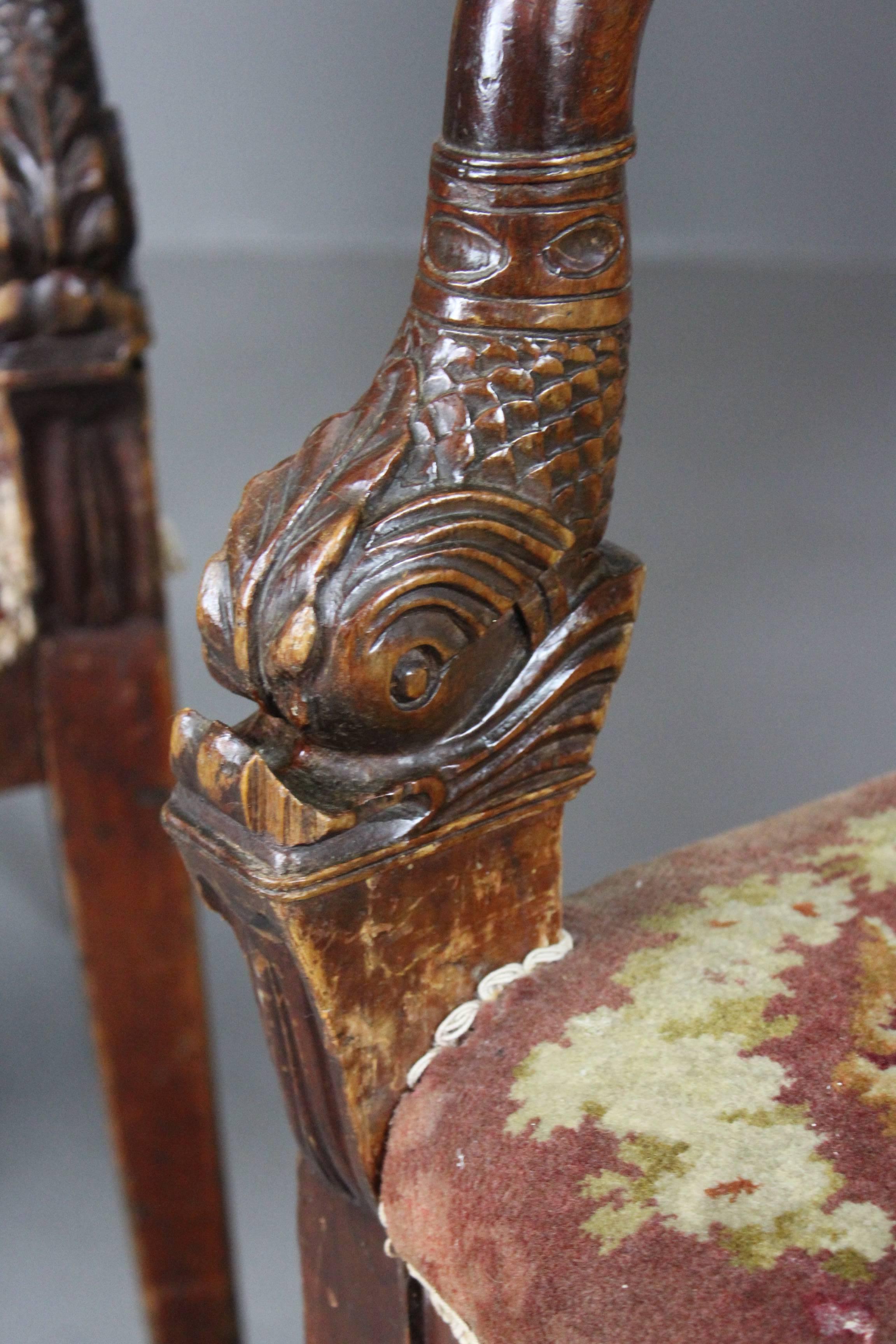 Pair of French Chairs 19th Century Charles X For Sale 1