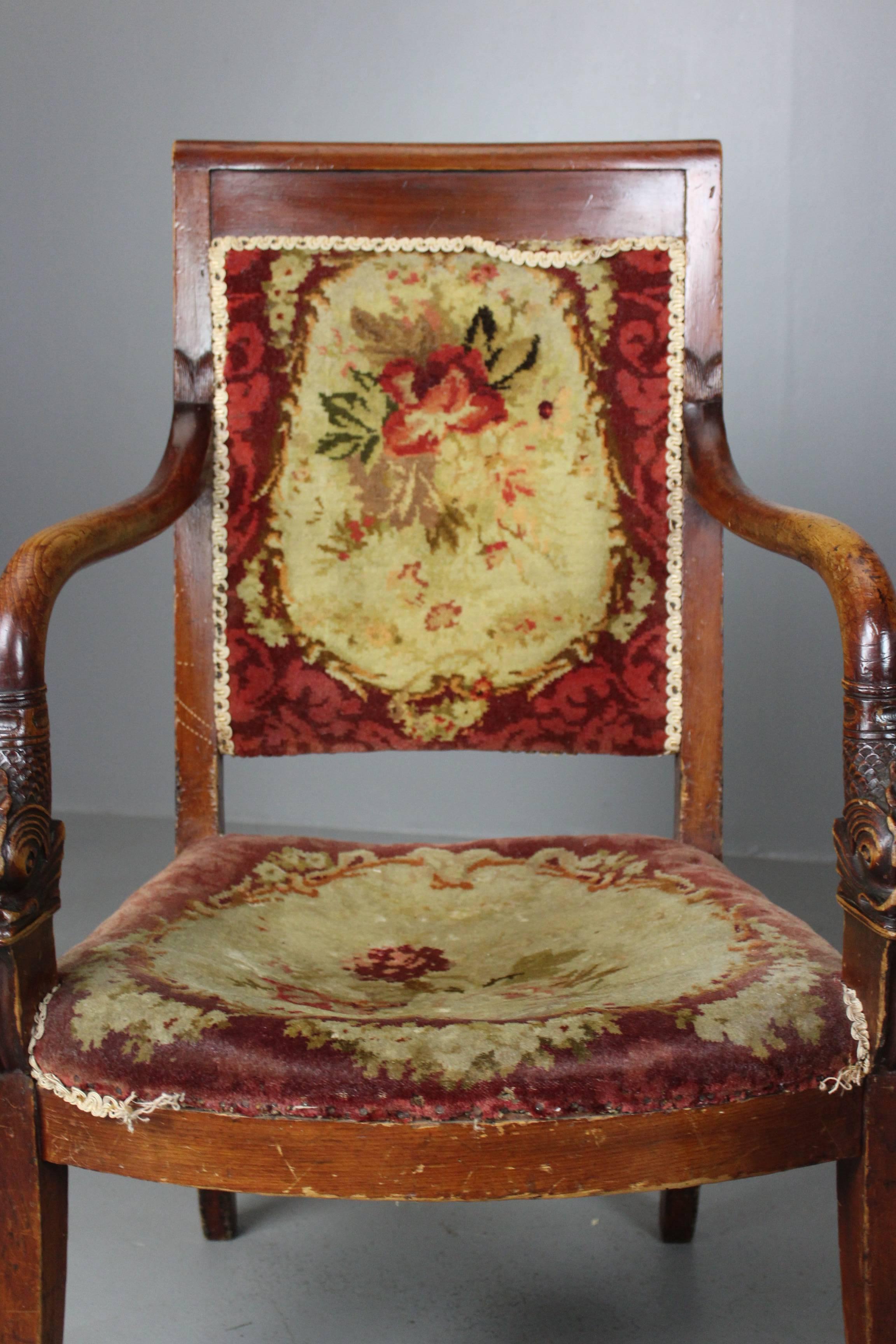 Pair of French Chairs 19th Century Charles X For Sale 4