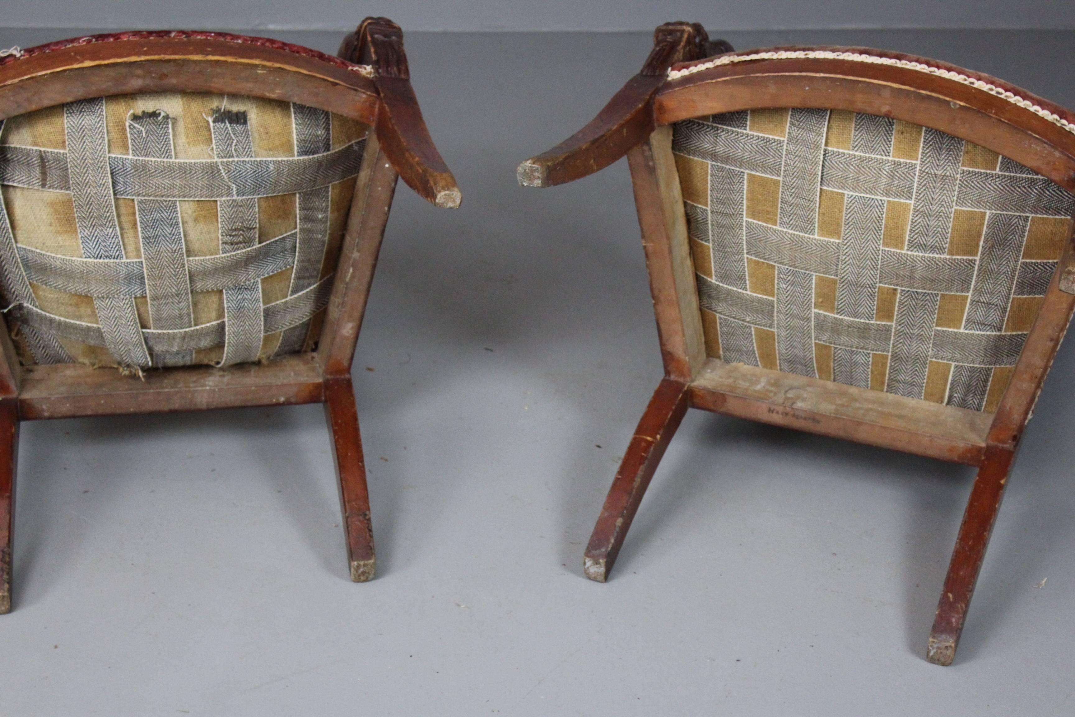 Pair of French Chairs 19th Century Charles X For Sale 5