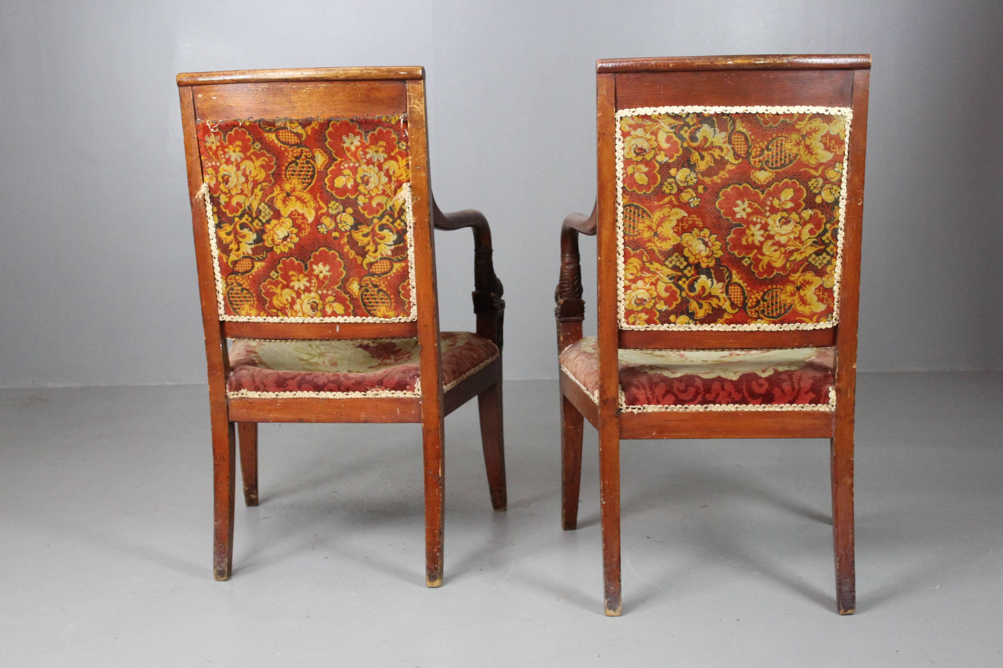 Pair of French Chairs 19th Century Charles X For Sale 7