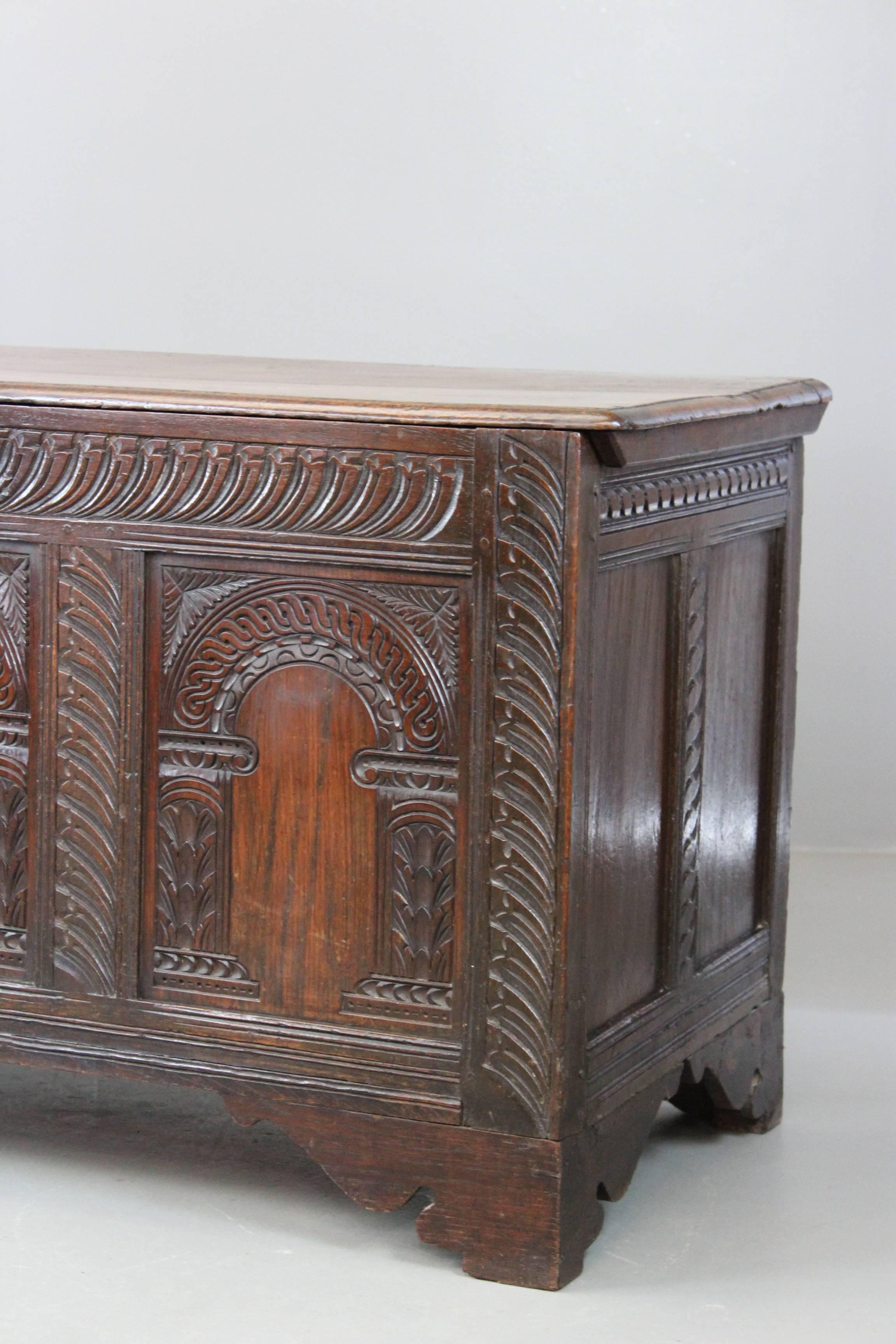 18th Century and Earlier Antique Oak Coffer, 18th Century