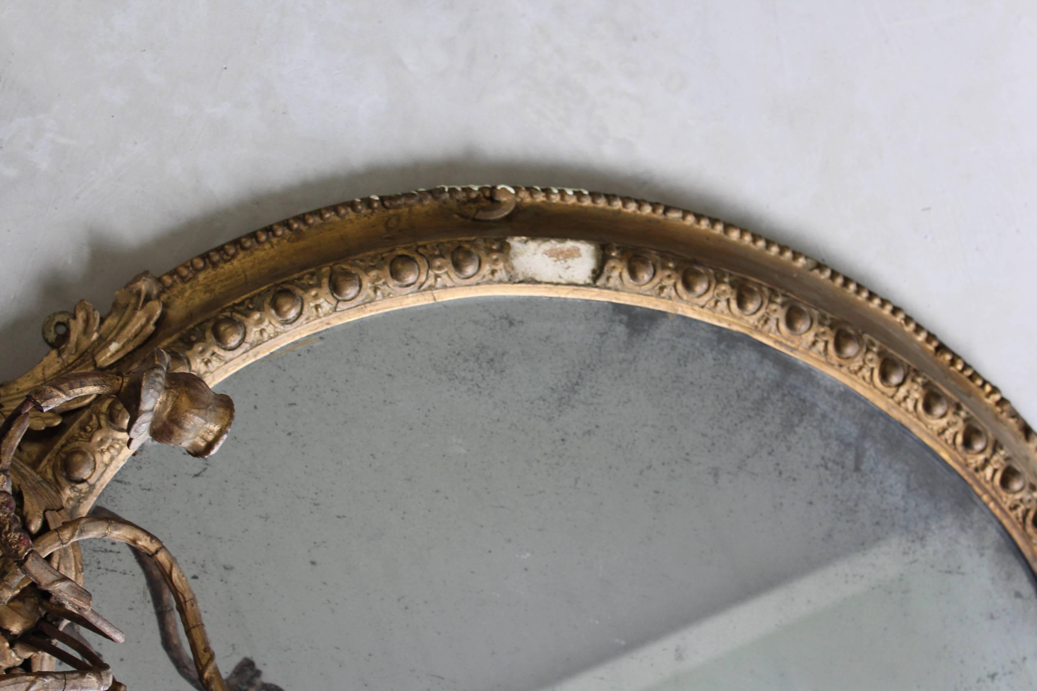 French Antique Gilt Girandole Mirror For Sale