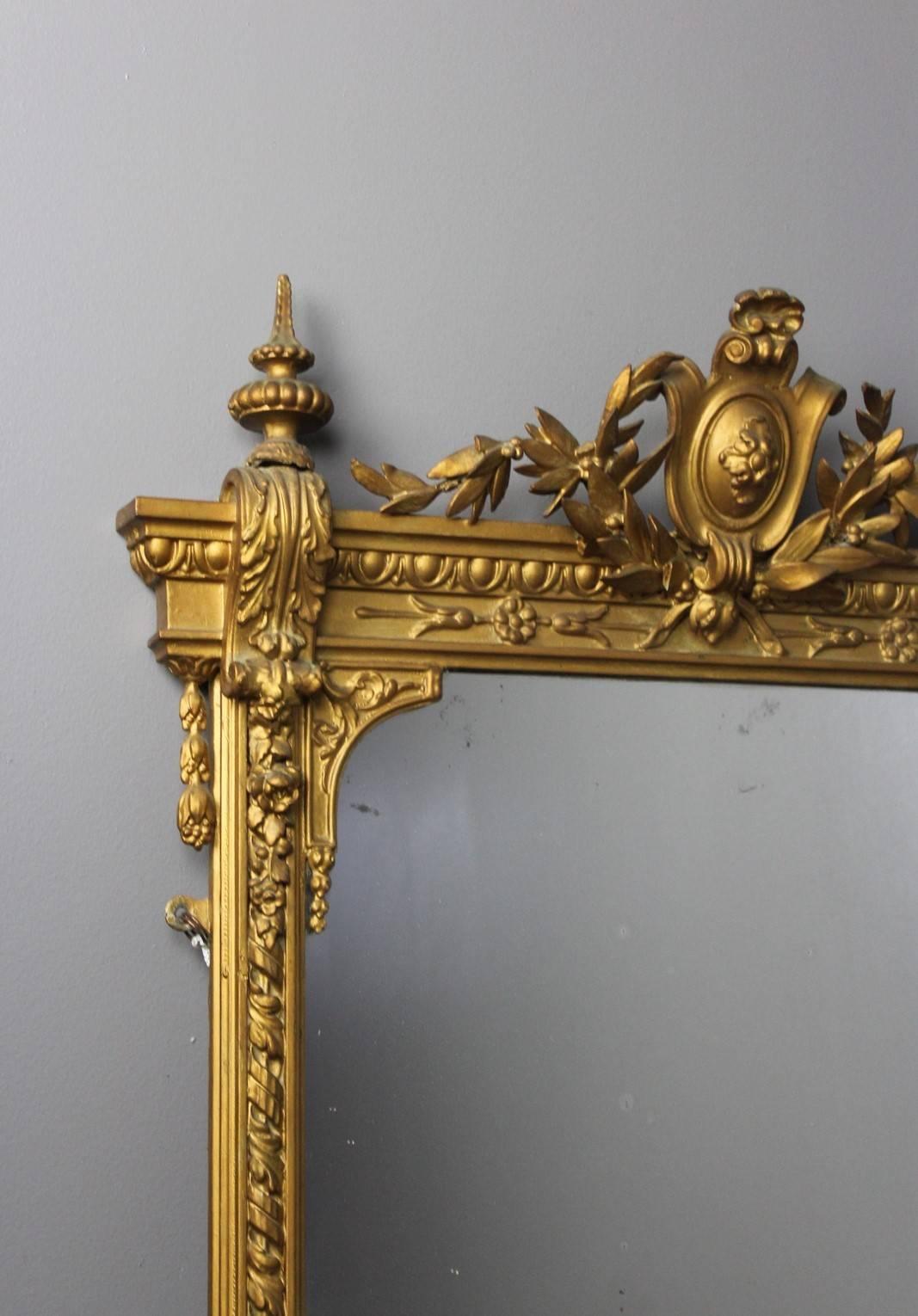 French Provincial Antique Ornate Gilt Mirror Girandole For Sale
