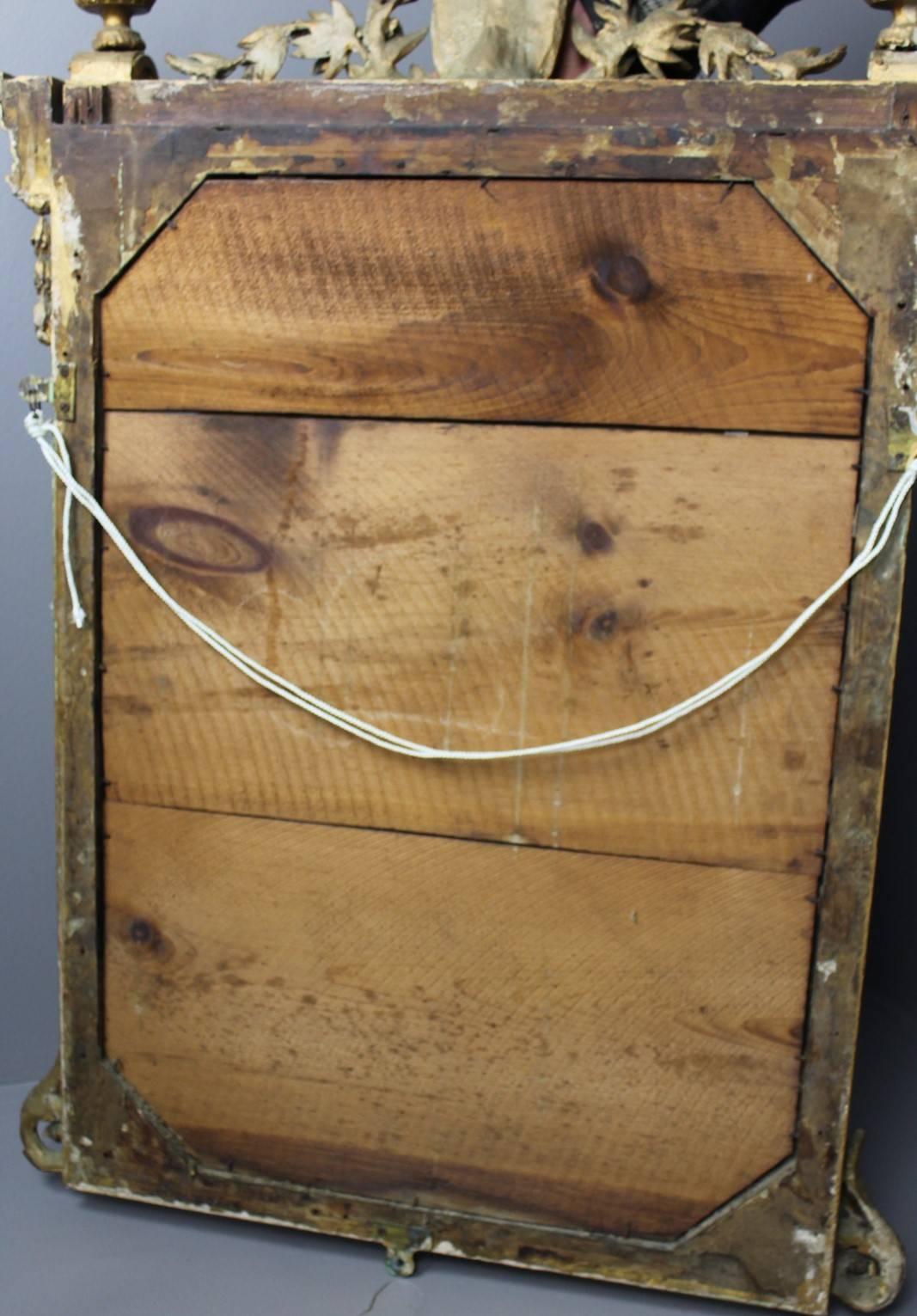 Antique Ornate Gilt Mirror Girandole For Sale 2