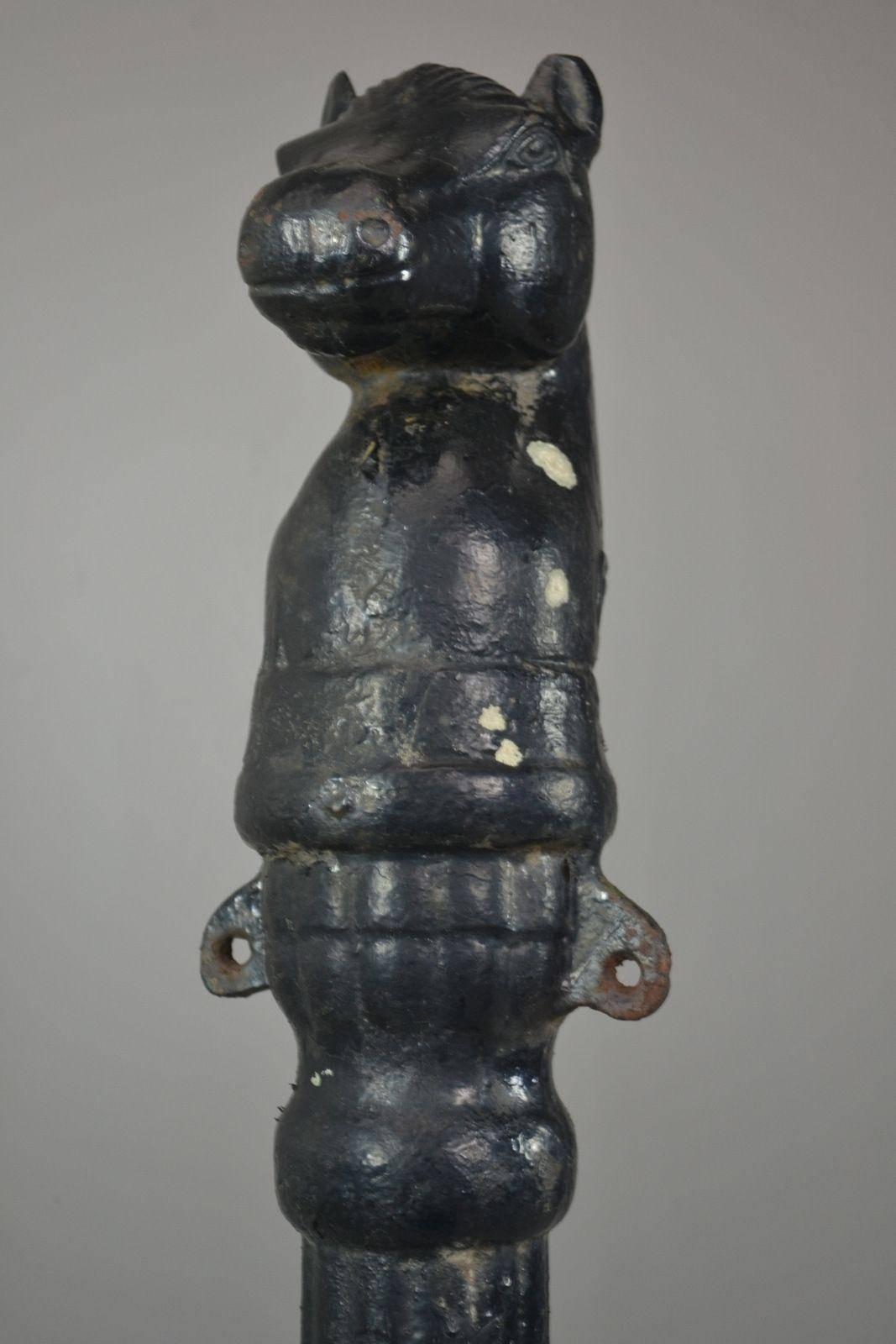 British Pair of Antique Cast Iron Horse Hitching Posts For Sale