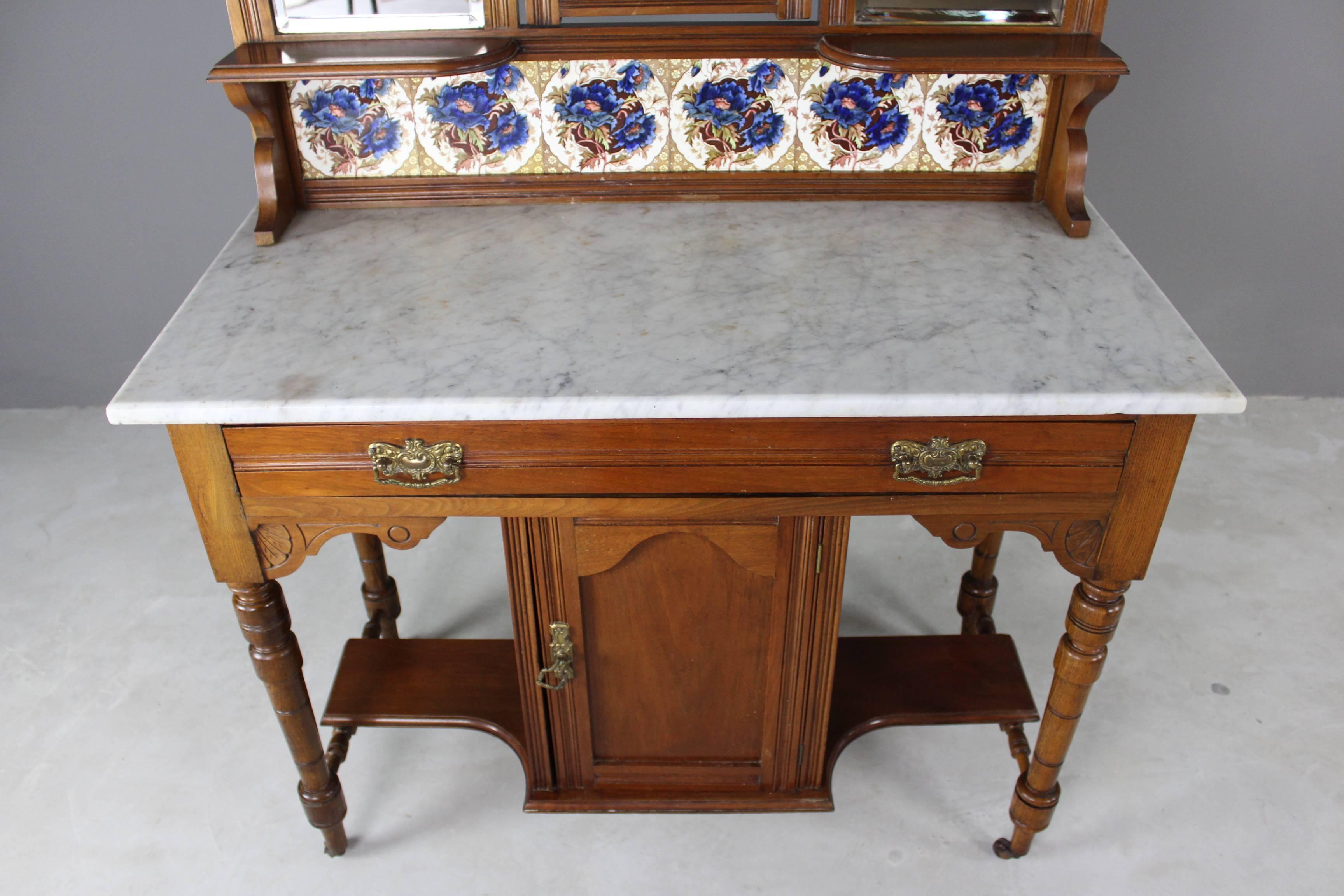 English Antique Marble Top Washstand