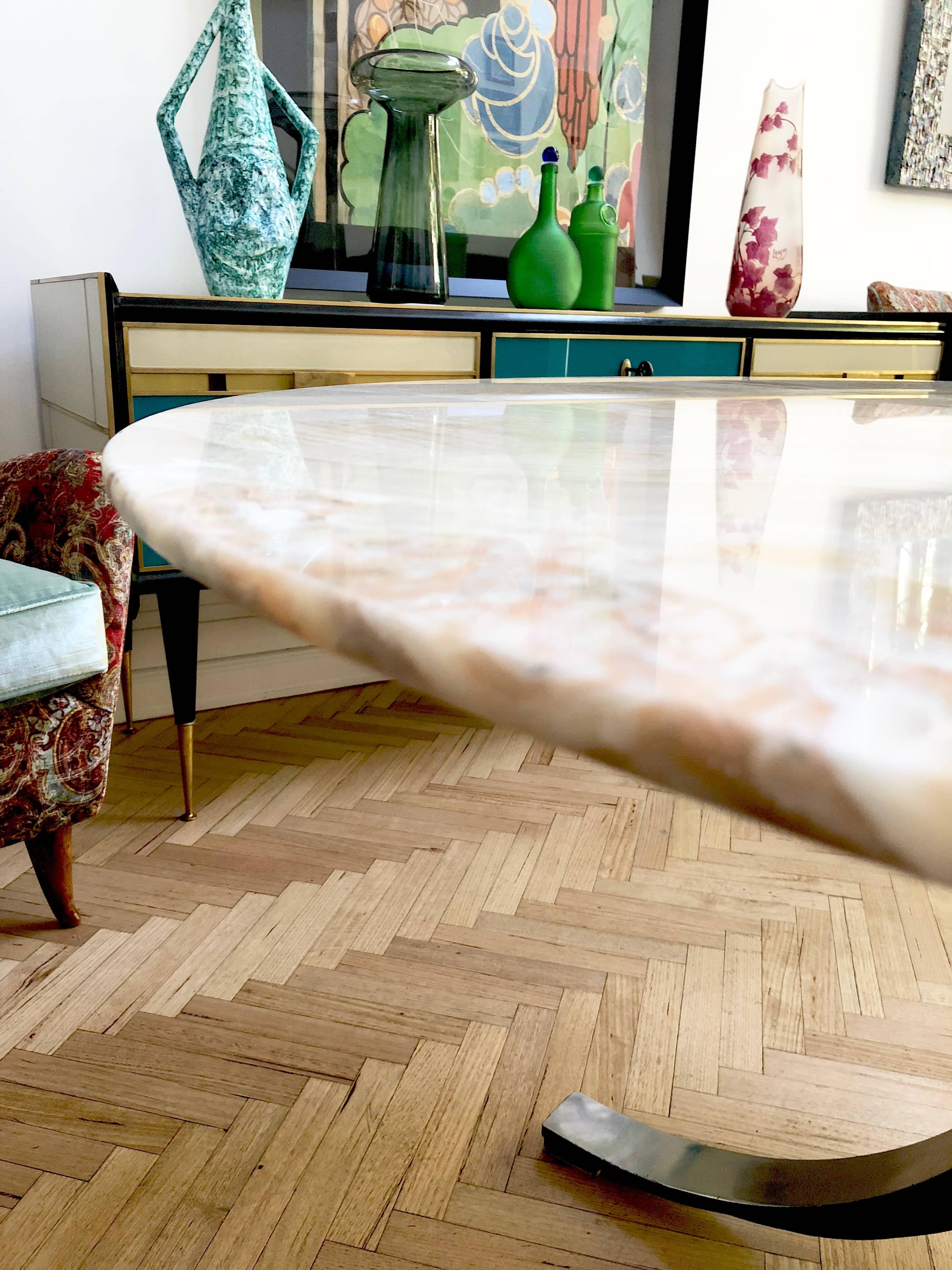 Osvaldo Borsani and Eugenio Gerli Table with Original Onyx Top for Tecno In Excellent Condition In Melbourne, Victoria