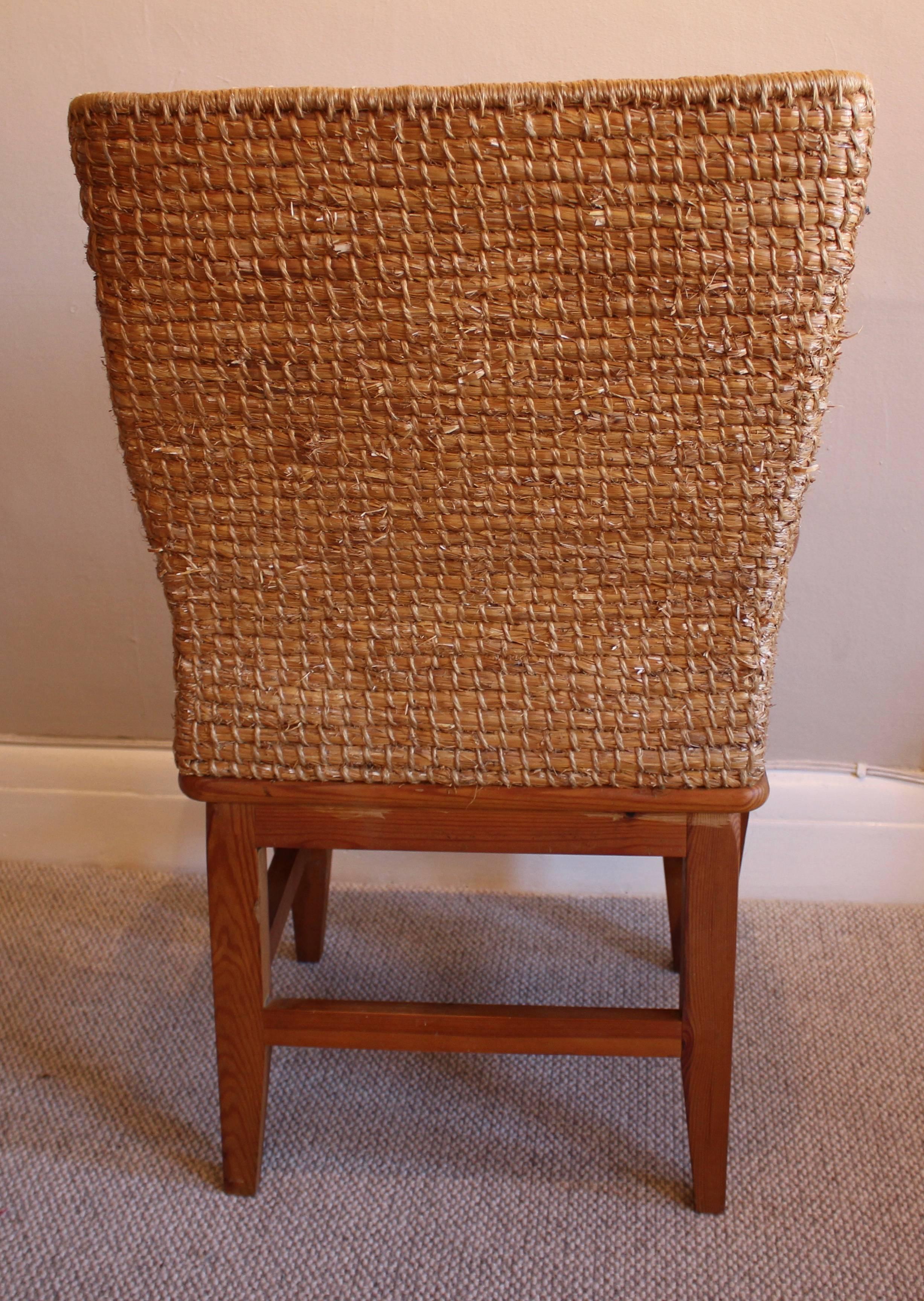 Scottish Orkney Chair of Small Proportions in Pine and Straw, circa 1970