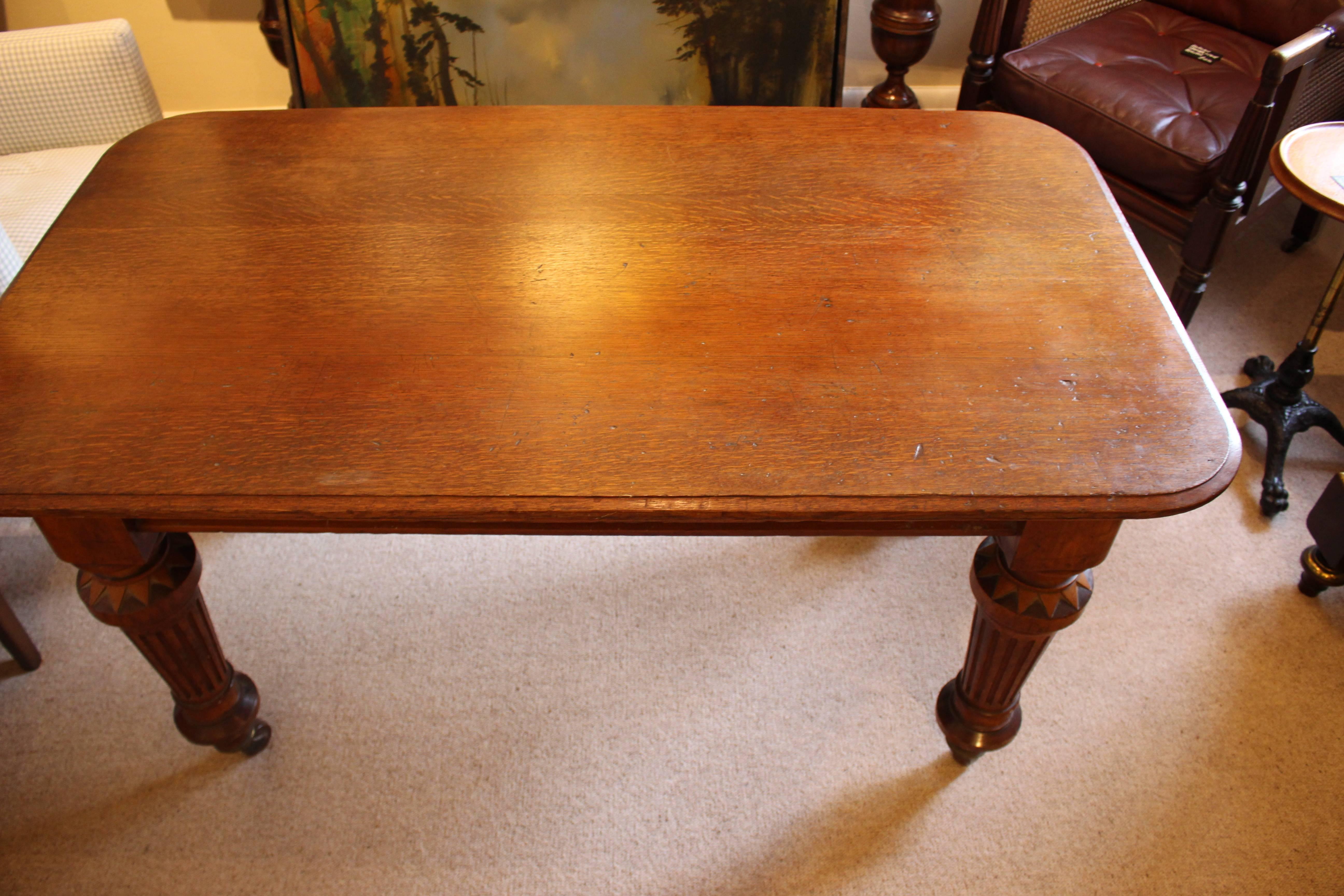 Victorian Oak Library Table 1