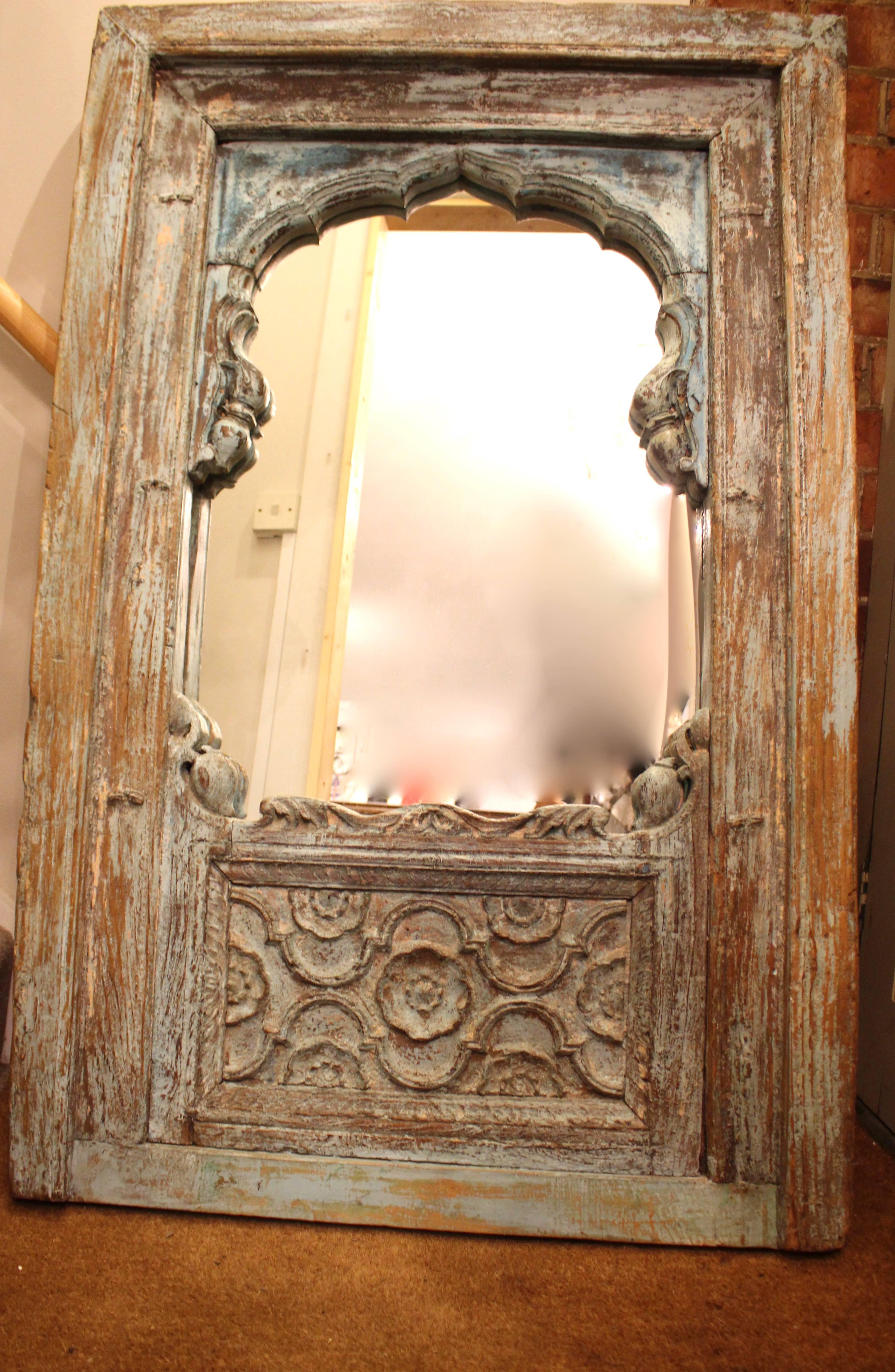 Colonial Indian Hardwood Painted Balcony Mirror 5