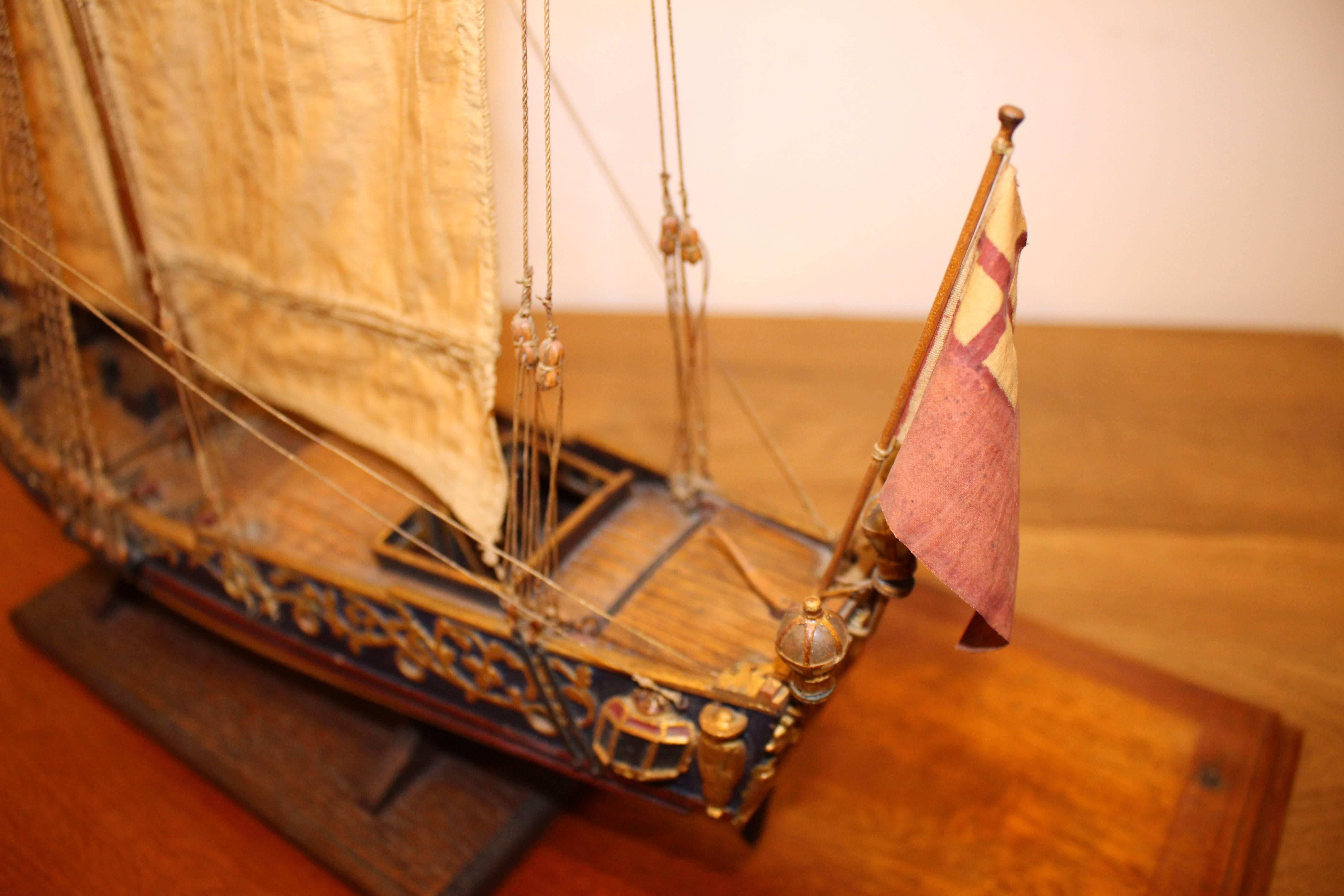Model of the Stuart Royal Yacht in Wooden Glazed Display Cabinet, circa 1674 3