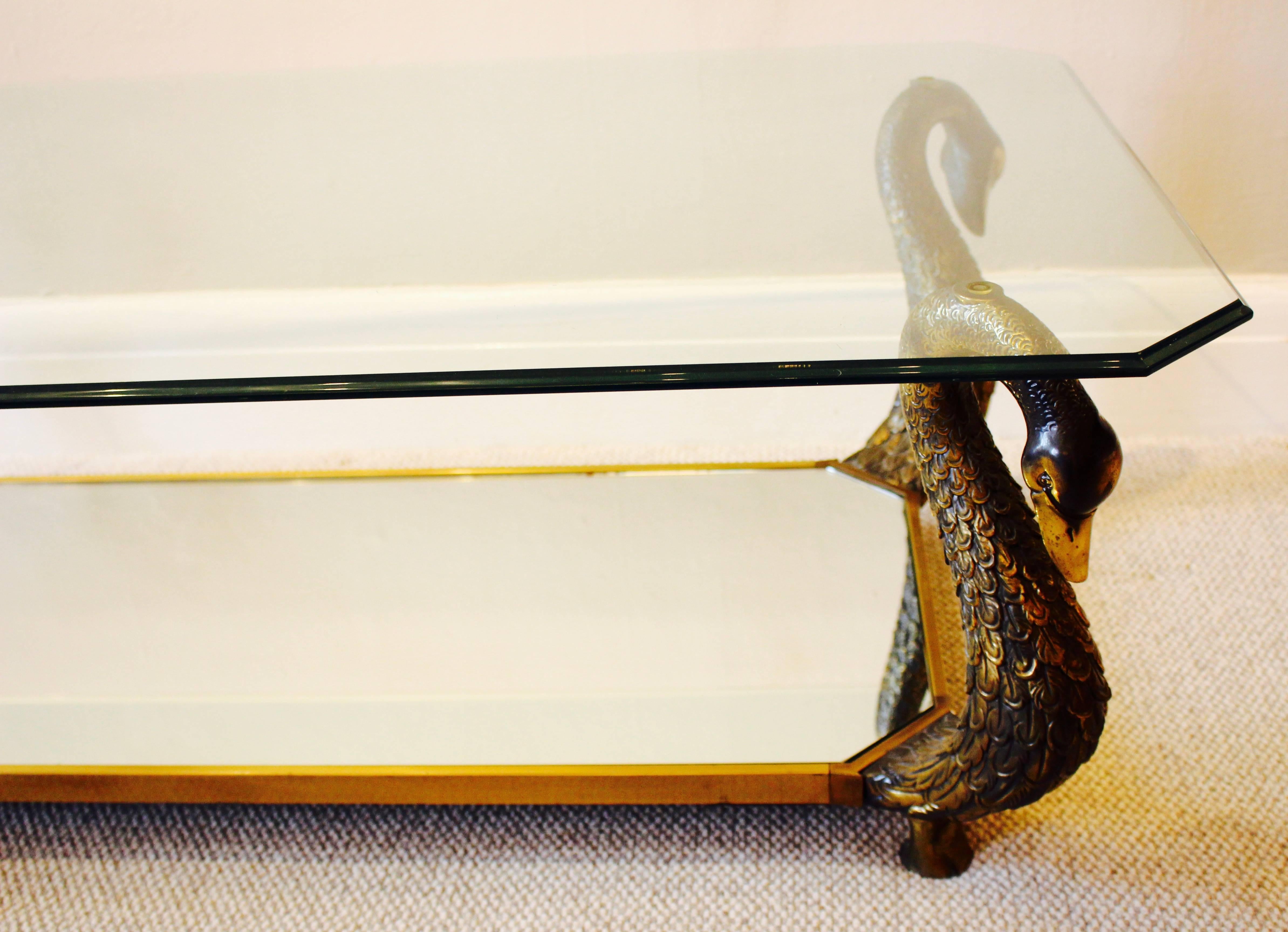 Brass A Mid-20th Century French Bronze Swan Neck Coffee or Centre Table 