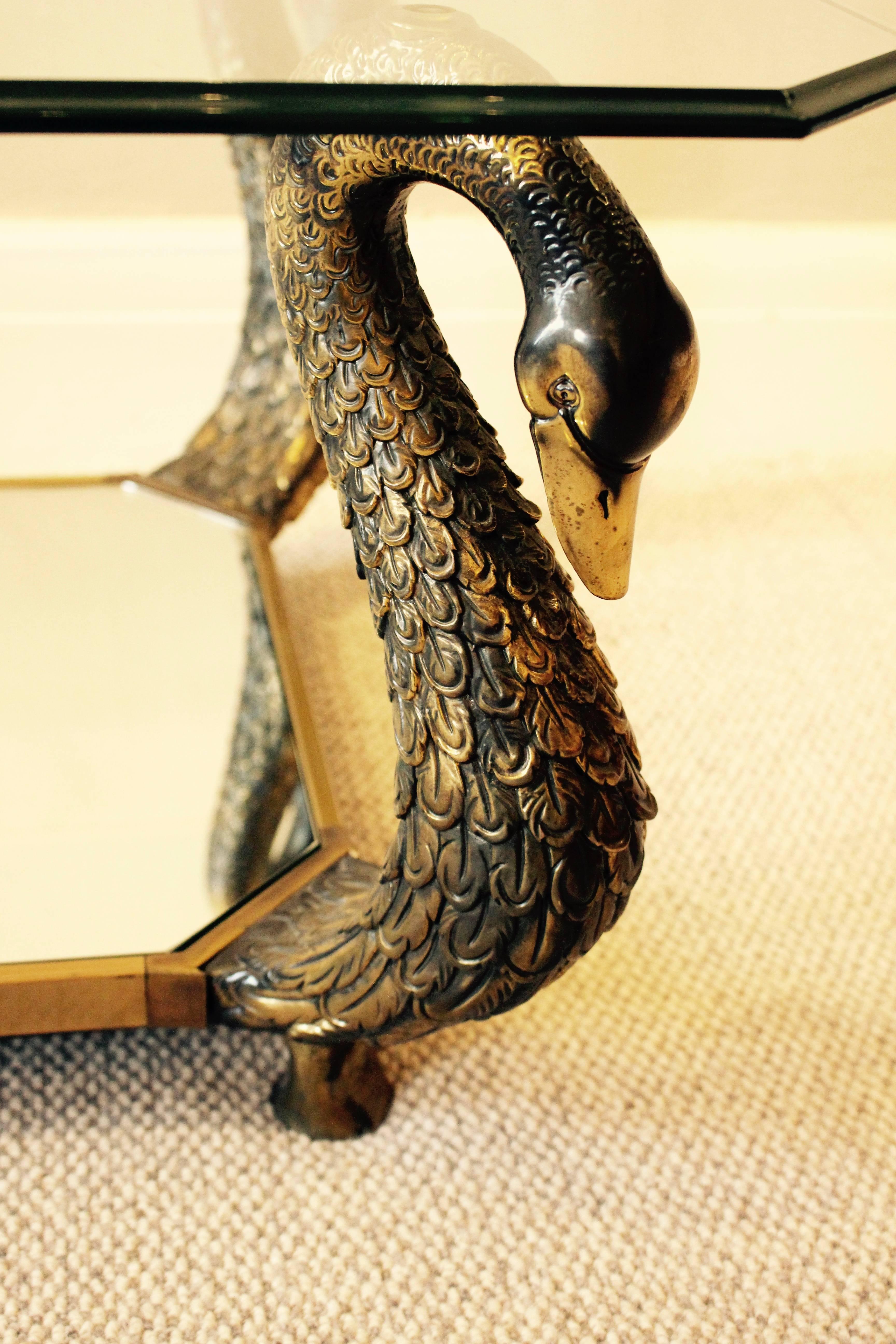 A Mid-20th Century French Bronze Swan Neck Coffee or Centre Table  In Excellent Condition In Heathfield, East Sussex