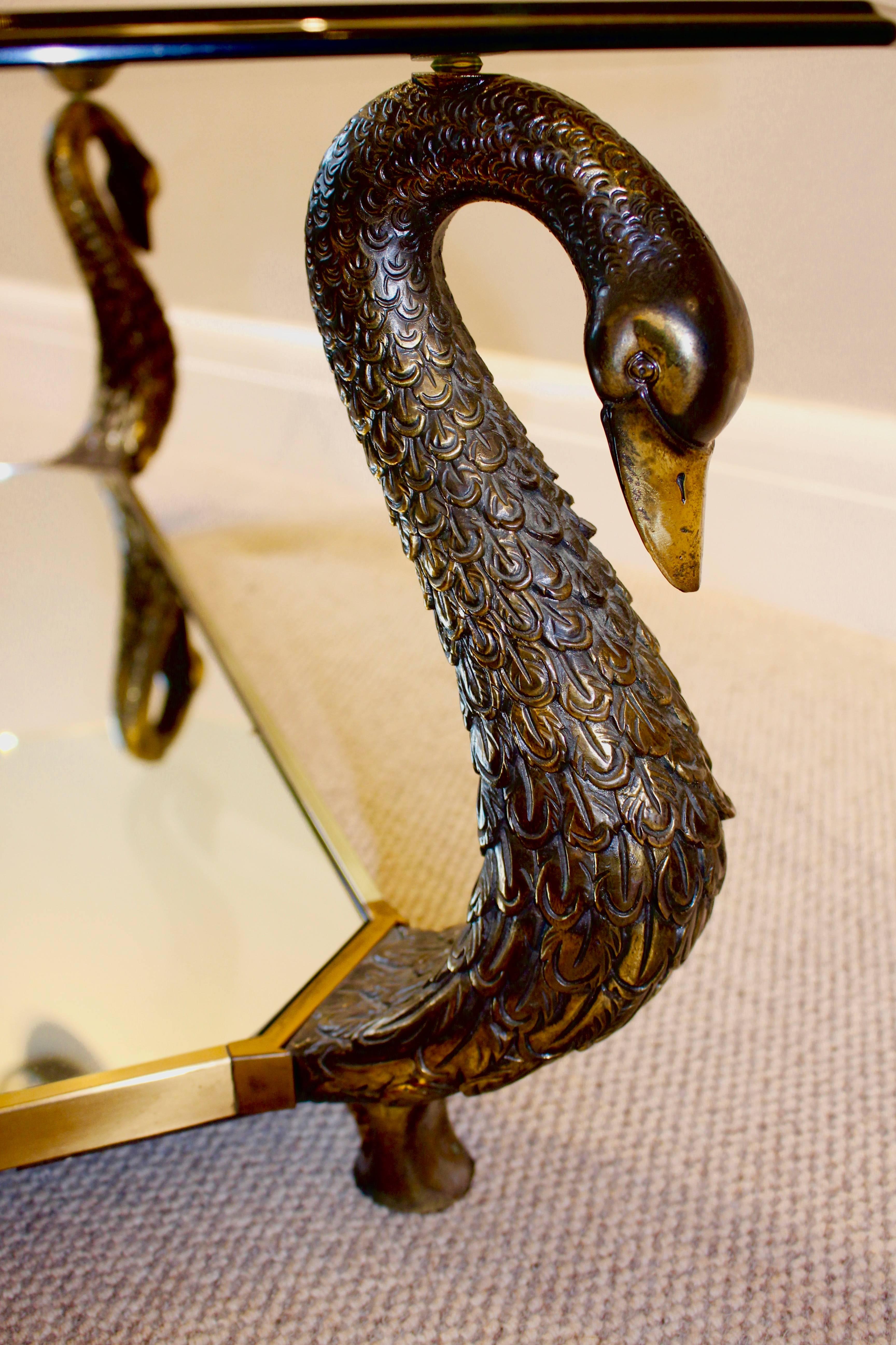 A Mid-20th Century French Bronze Swan Neck Coffee or Centre Table  6