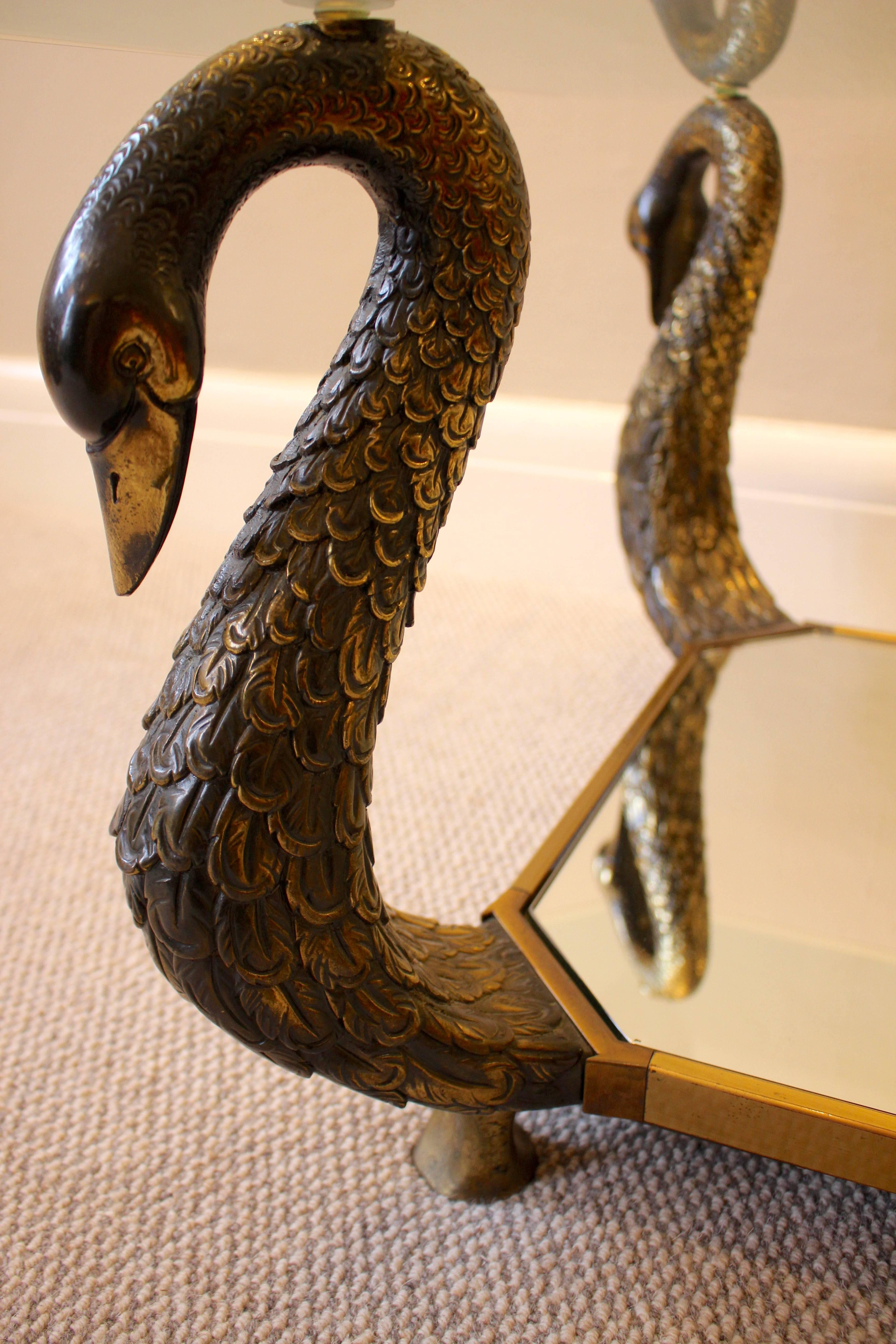 A Mid-20th Century French Bronze Swan Neck Coffee or Centre Table  4