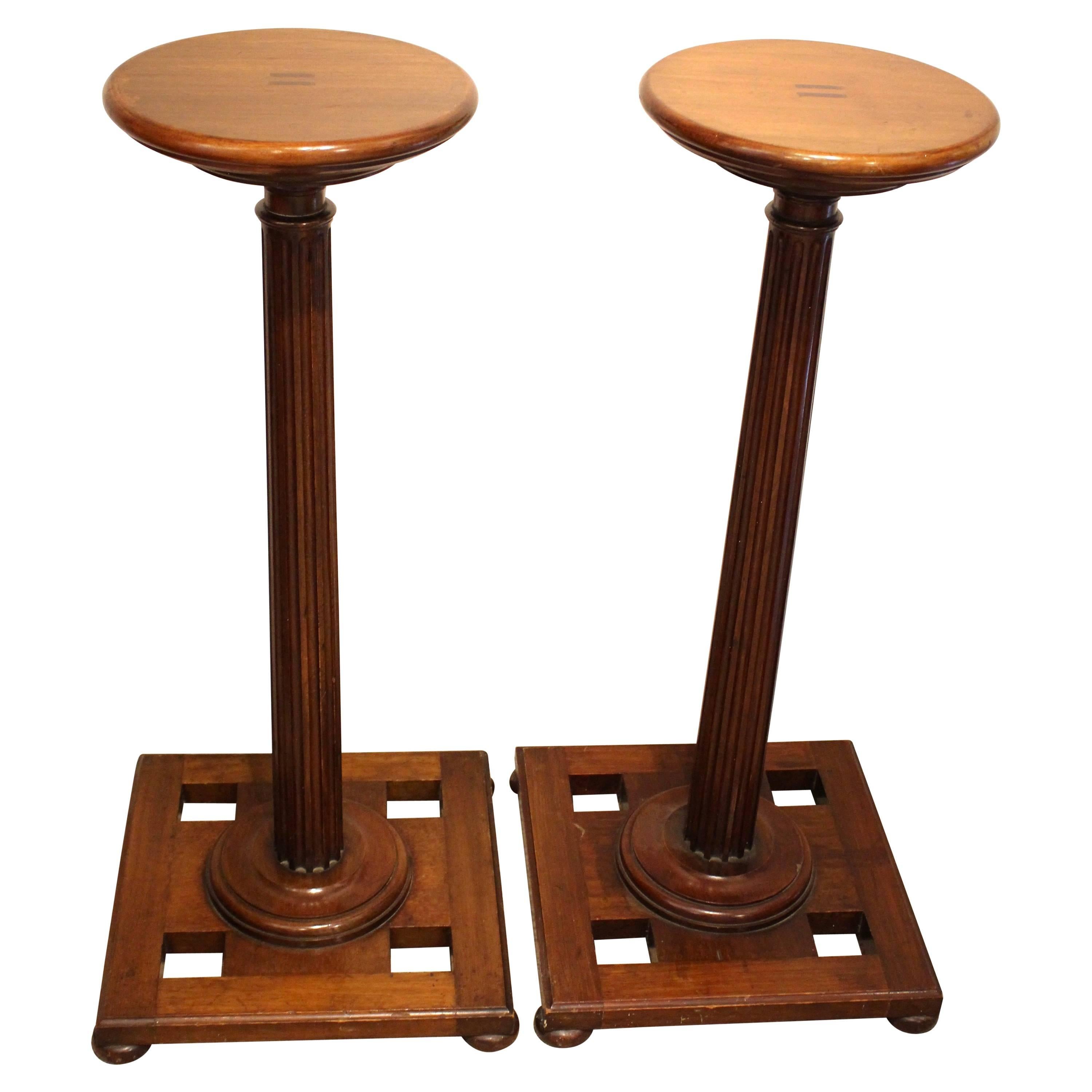 Pair of Edwardian Mahogany Torchere Display Stands
