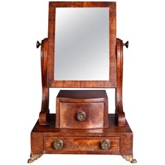 19th Century Mahogany Swing Mirror on Brass Feet