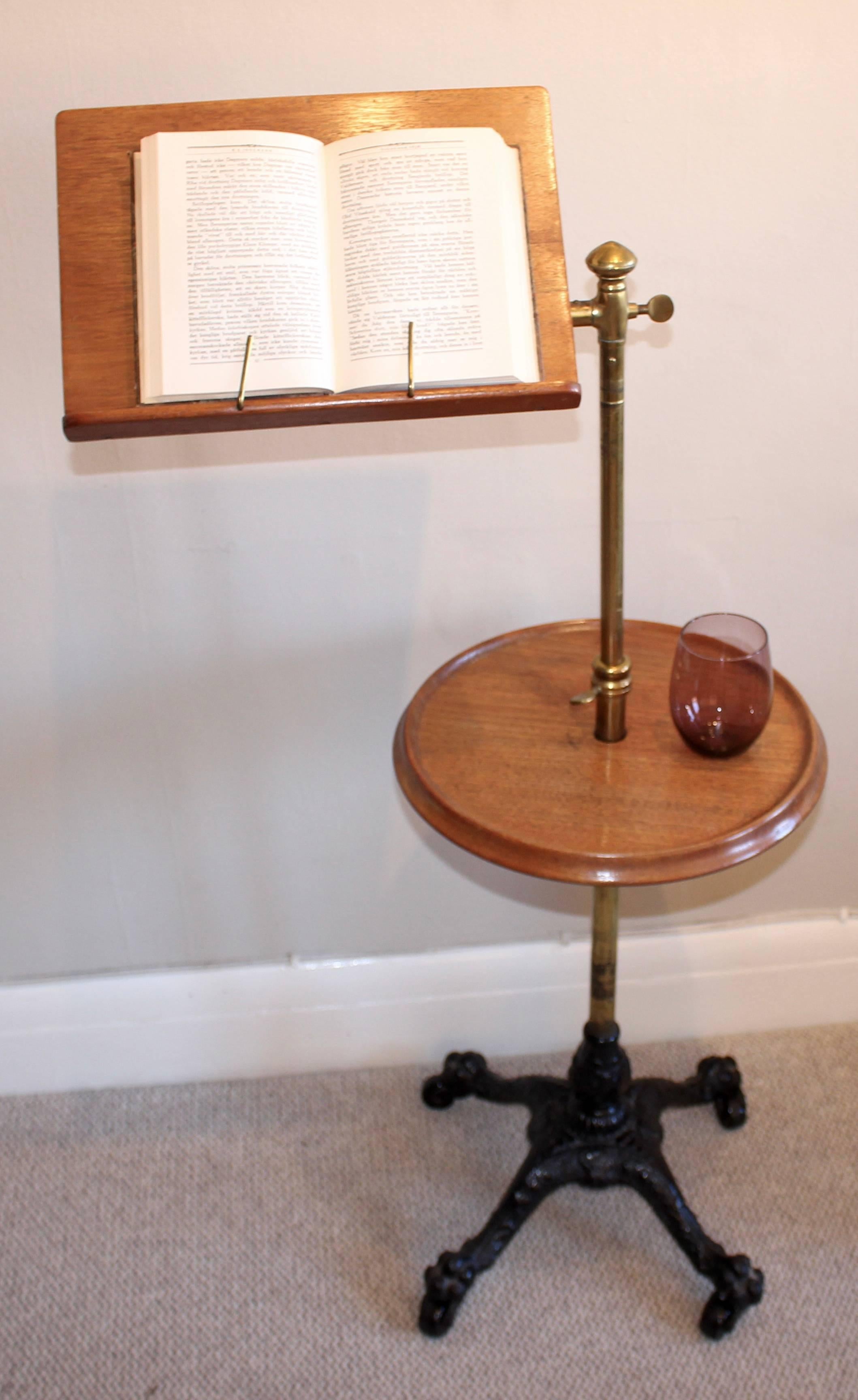 Late 19th Century Victorian Mahogany, Brass and Cast Iron Music Stand
