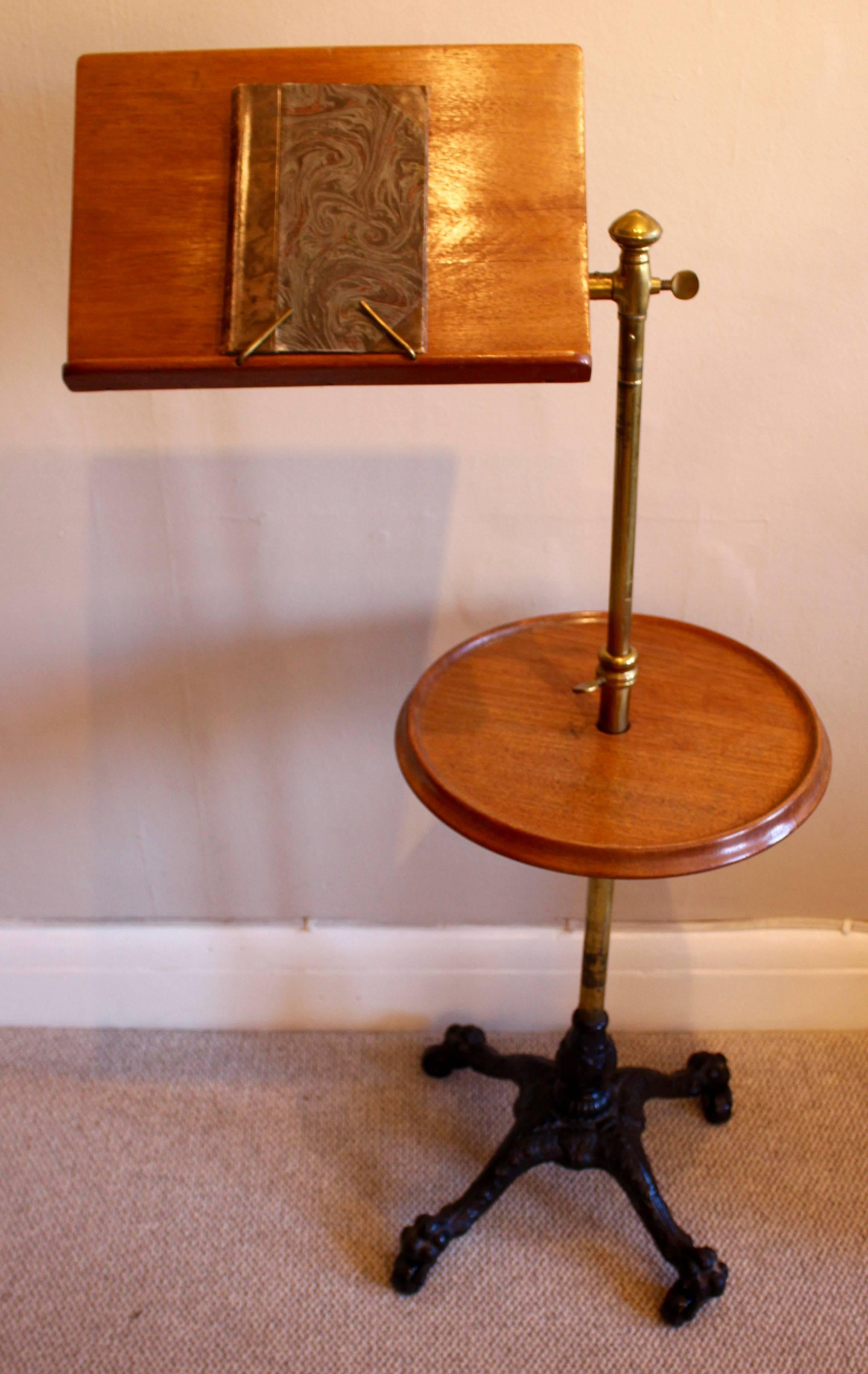 Victorian Mahogany, Brass and Cast Iron Music Stand 1