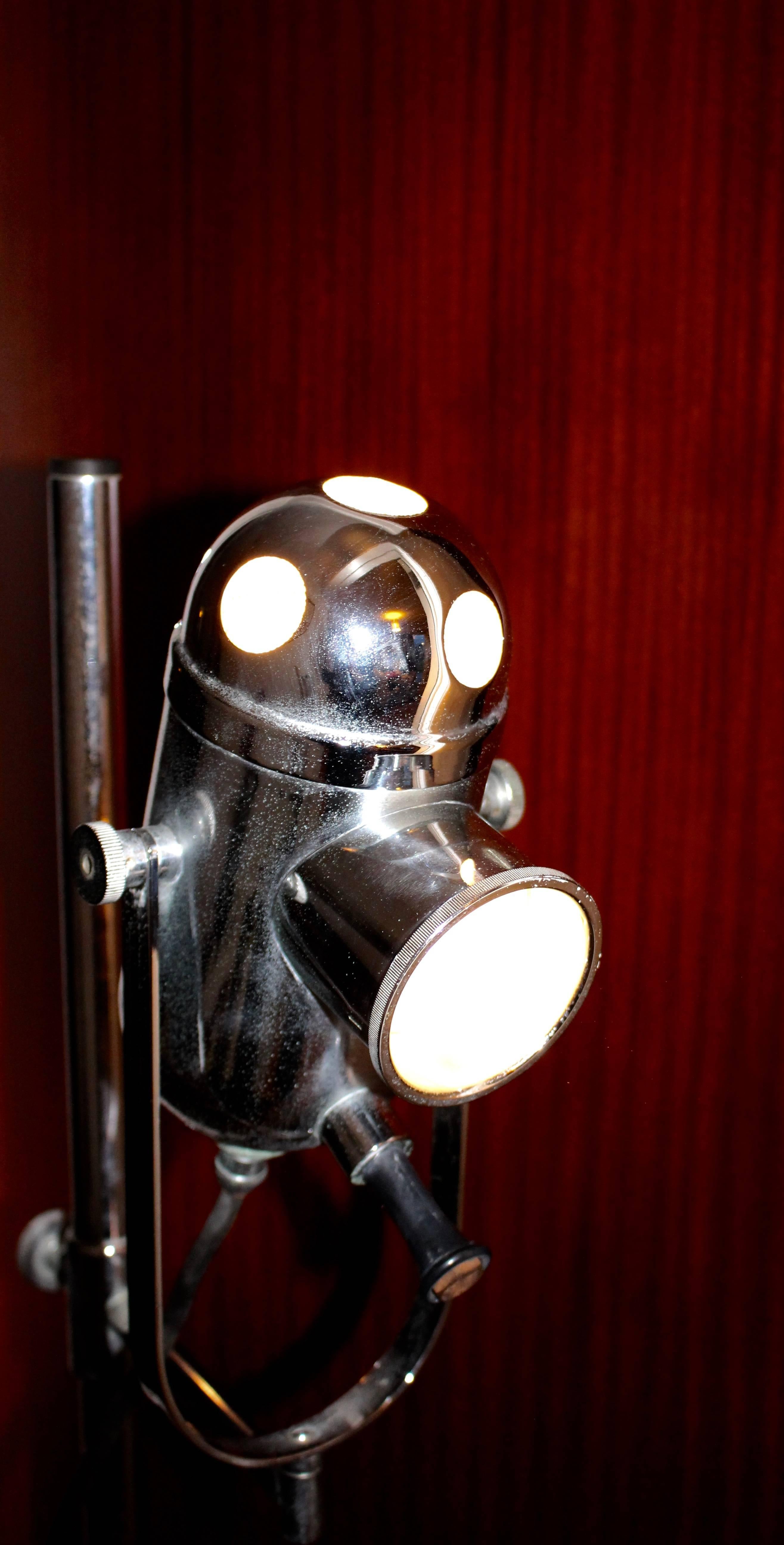 Mid-20th Century Vintage ENT Medical Floor Standing Bullseye Lamp by Chiron