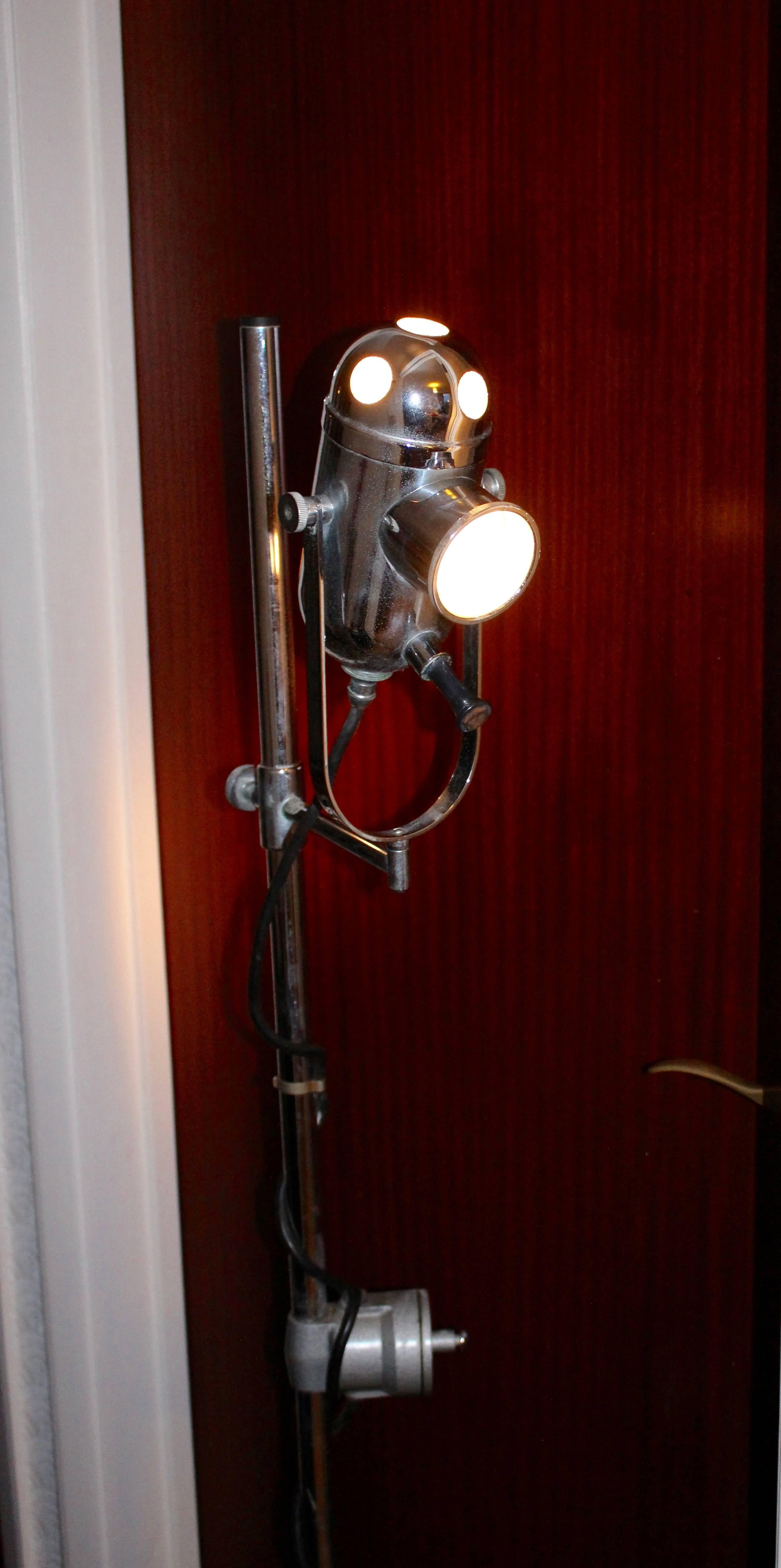 Iron Vintage ENT Medical Floor Standing Bullseye Lamp by Chiron