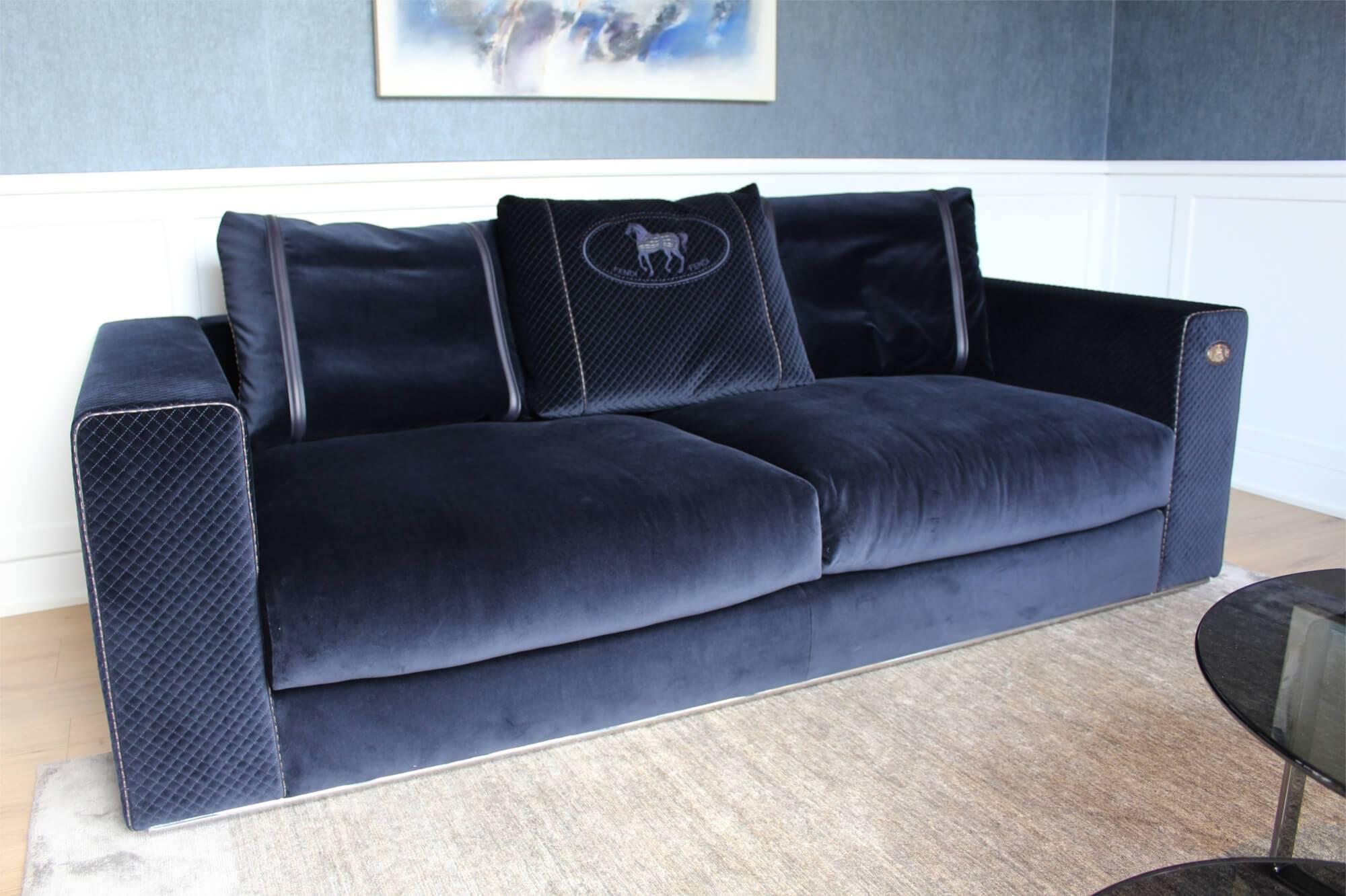 A stunning piece by the luxury brand Fendi Casa which is part of the luxury living group. This longchamp glamour sofa is in an excellent condition since it is a well treated sample from one of our showrooms.