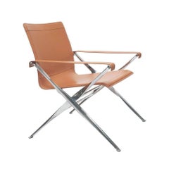 Armchair "Beverly" by Manufacturer B&B Italia in Polished Aluminium and Leather