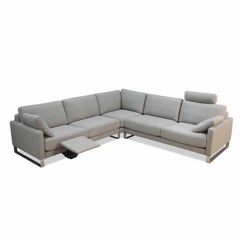 L-Sofa "Ego" by Manufacturer Rolf Benz in Massive Wood, Metal and Fabric