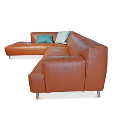 Sofa "Oscar" by Manufacturer Leolux in 100% Genuine Leather and Aluminum