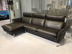 Sofa "Porto" by Manufacuterer Erpo in Genuine Leather and Chrome