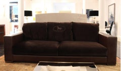 Sofa "Apta II" by Italian Luxury Living Group Label Fendi Casa in Brown Fabric