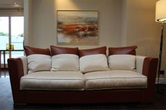 Sofa "Dolcevita" by Italian Manufacturer Promemoria in Leather and Fabric