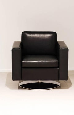 Armchair "Serge" by Manufacturer Brühl with 100% Genuine Leather, Wood and Metal