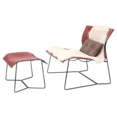 Chair Set "Couio Lounge" by Manufacturer Walter Knoll with Stool, Fur and Pillow