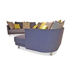 Sofa "Onda" by Manufacturer Rolf Benz in Grey Fabric and Chrome