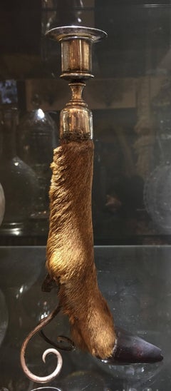 English 18th Century Sterling Silver Hoof Candlesticks