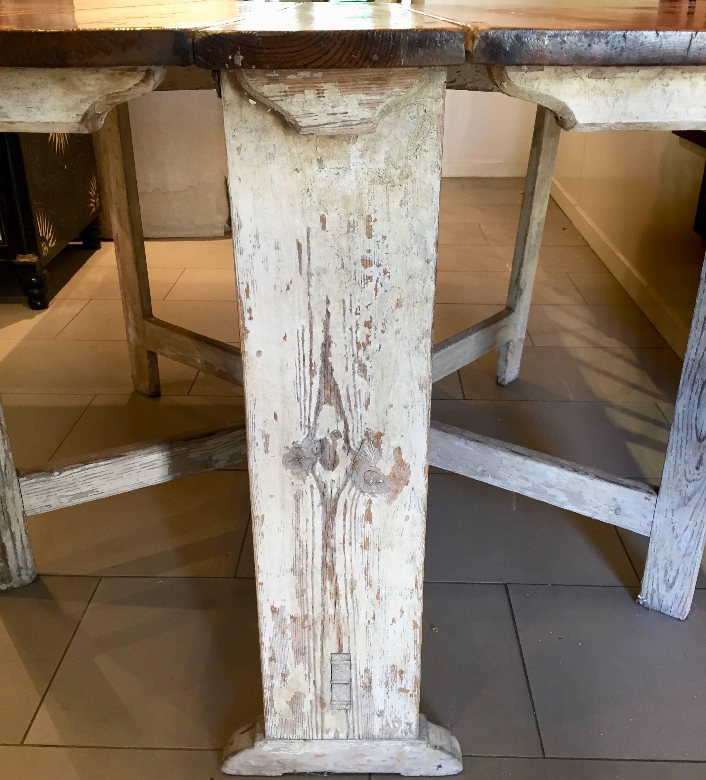 Late 18th Century Swedish 18th Century Gustavian Slag Board Table with Original Paint to Base For Sale