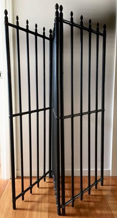 Screen French 19th Century Ebonized Three-Panel Screen