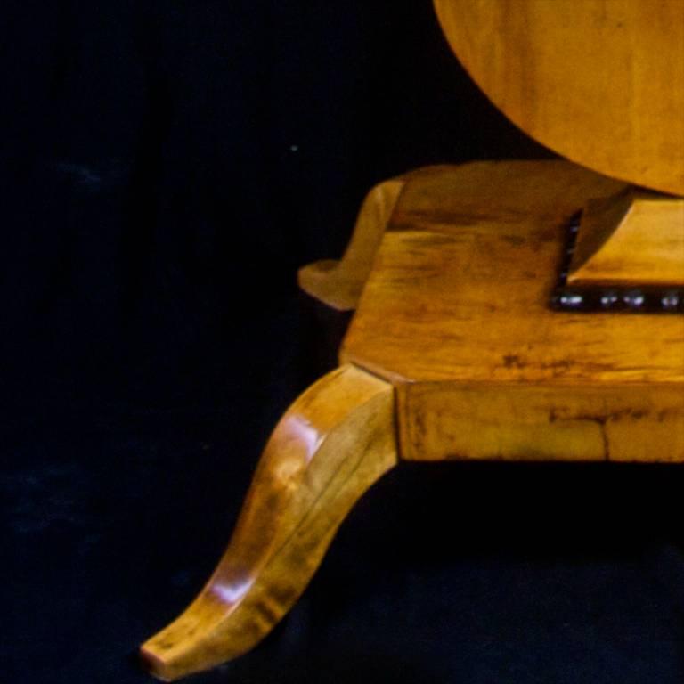 19th Century Biedermeier Empire Swedish Antique Horn Motif Table Golden Birch Ormolu 