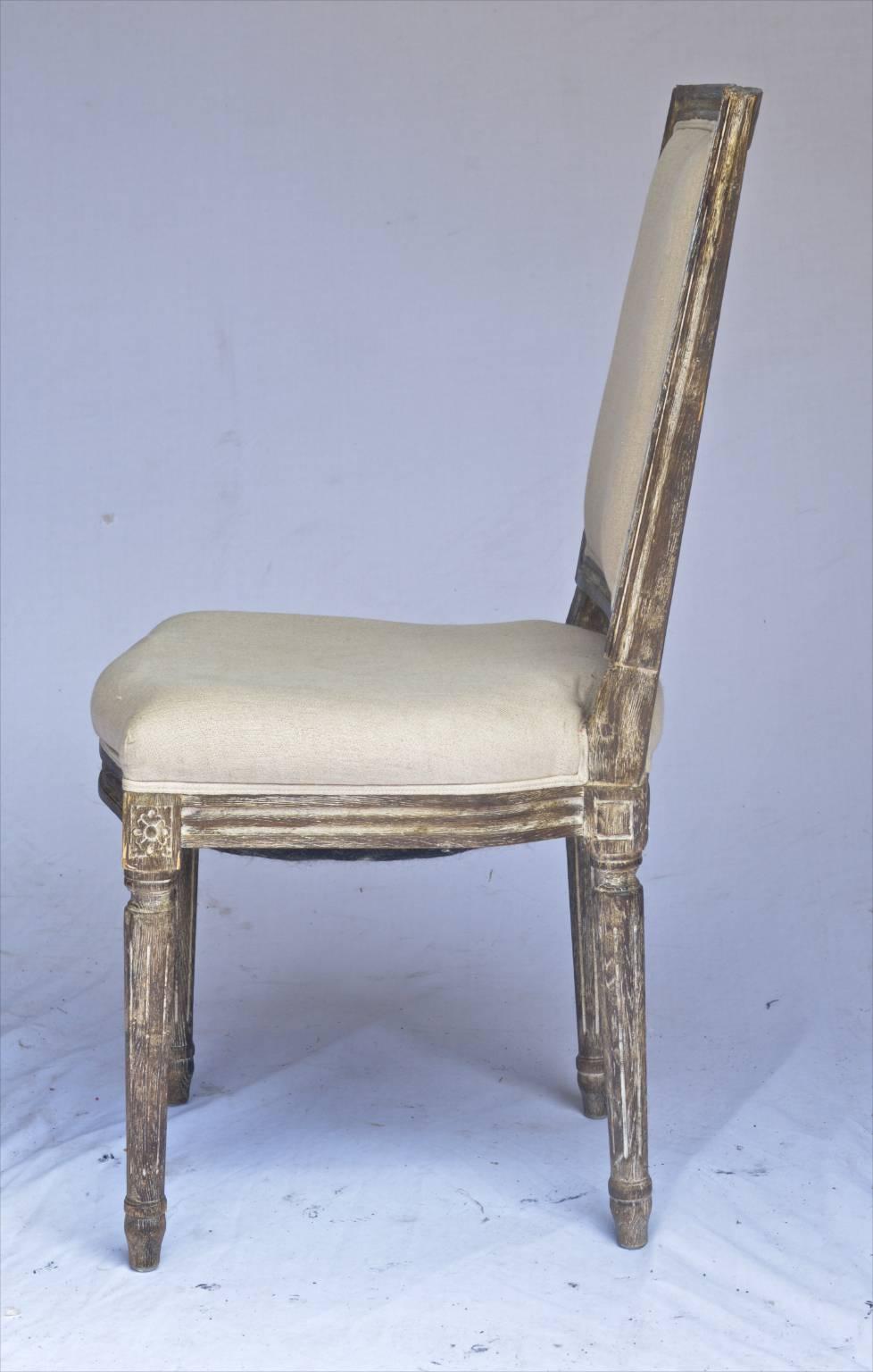 Swedish Gustavian Square Back Dining Chairs Set of Six Webbed Seats Mid-20th Century 