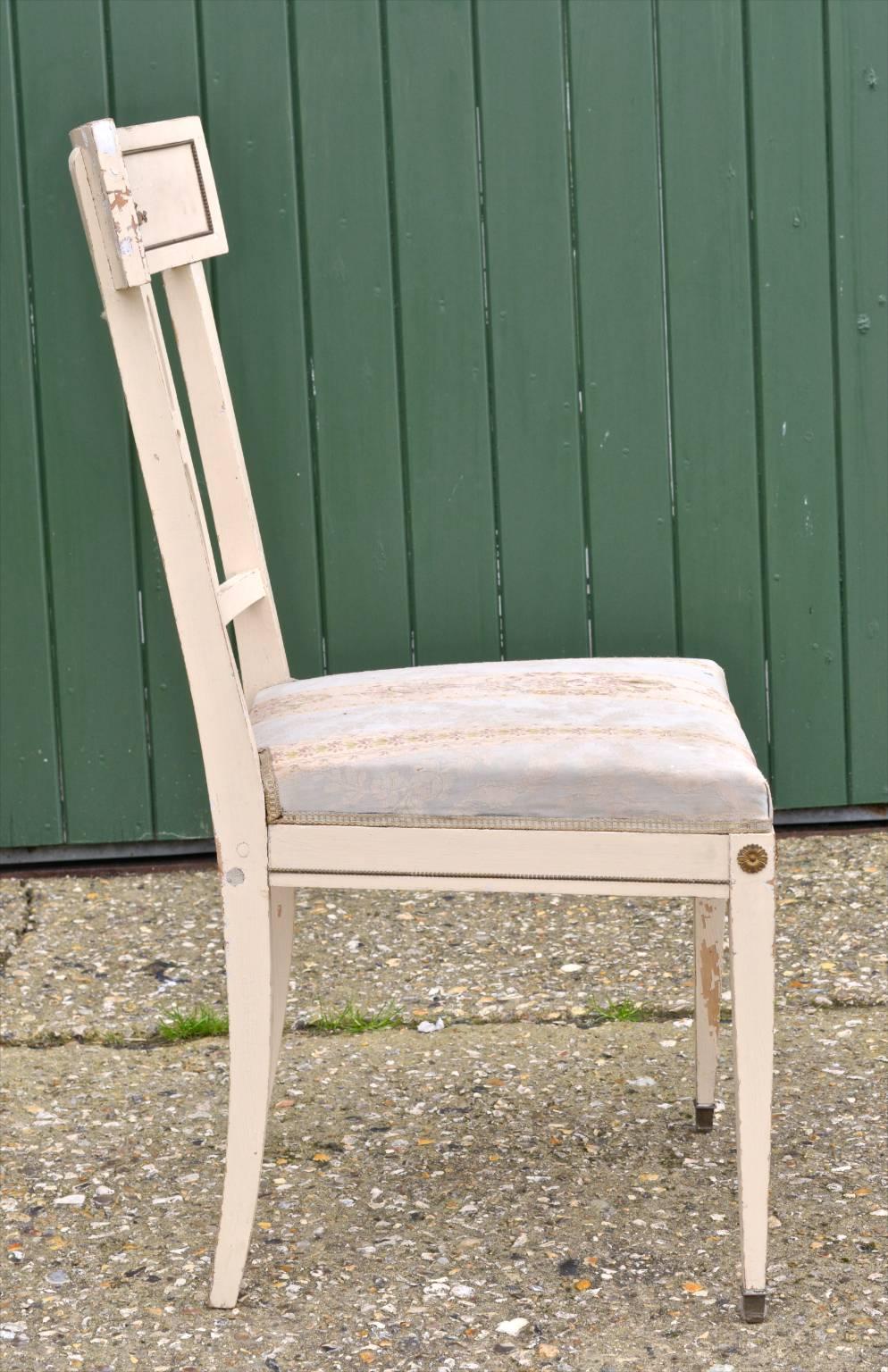 Swedish Gustavian Bellman Dining Chairs, Set of Six Late 19th Century, white  In Good Condition In LONDON, GB