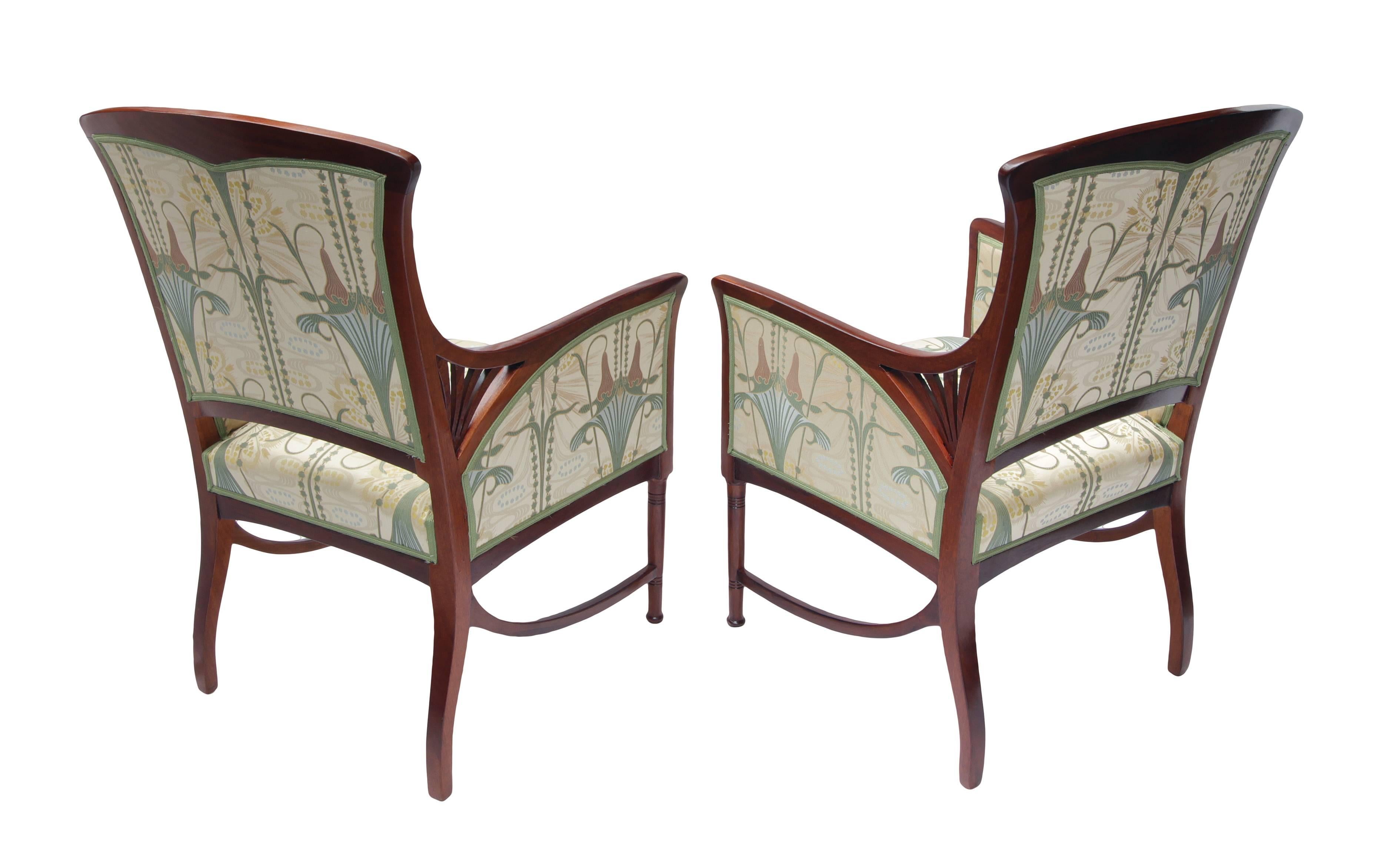 Art Nouveau Mahogany Seating Group, Set of Five (Poliert)